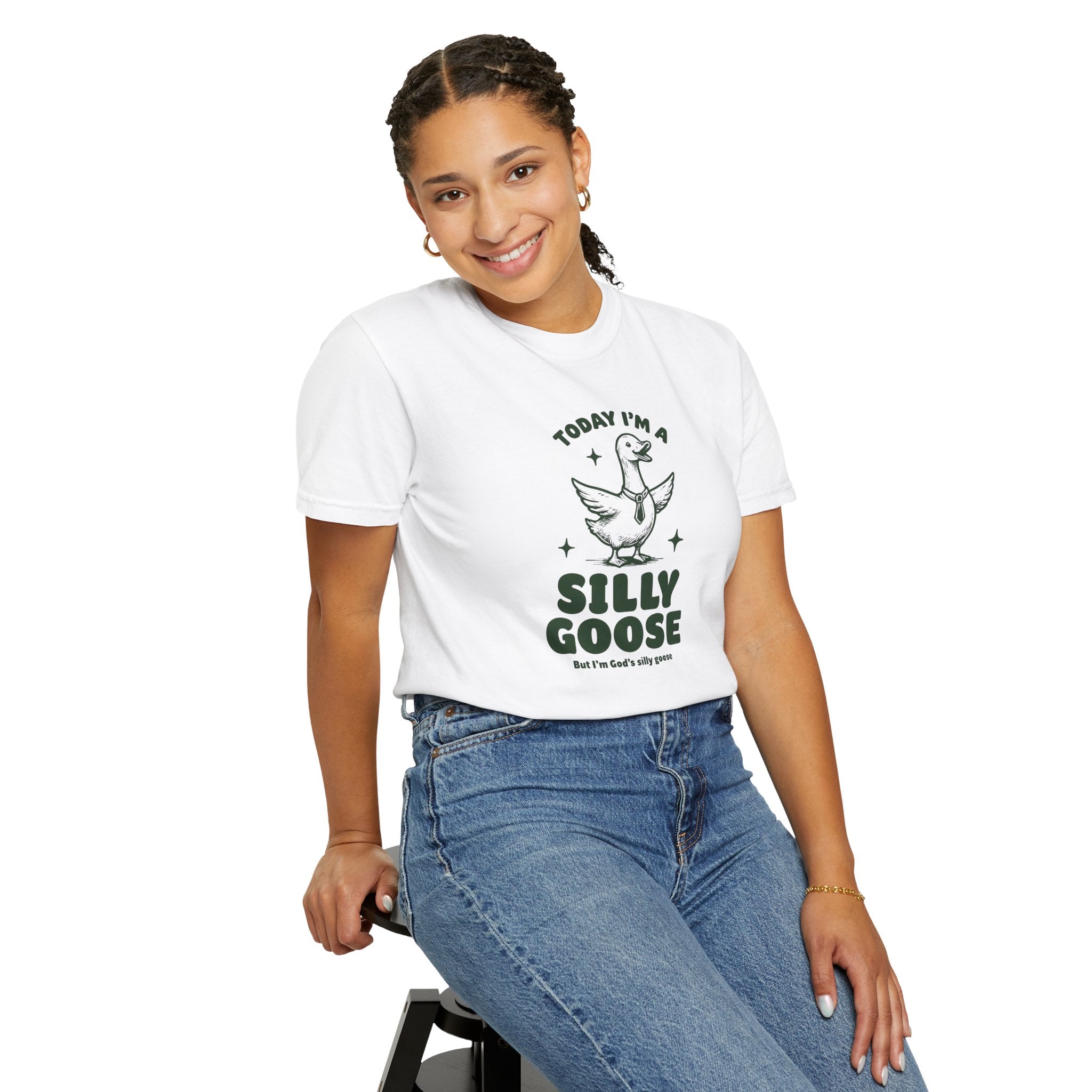 God’s Silly Goose with tie Christian T-Shirt | Graphic Tee | Unisex Garment Dyed Cotton Top S-4XL