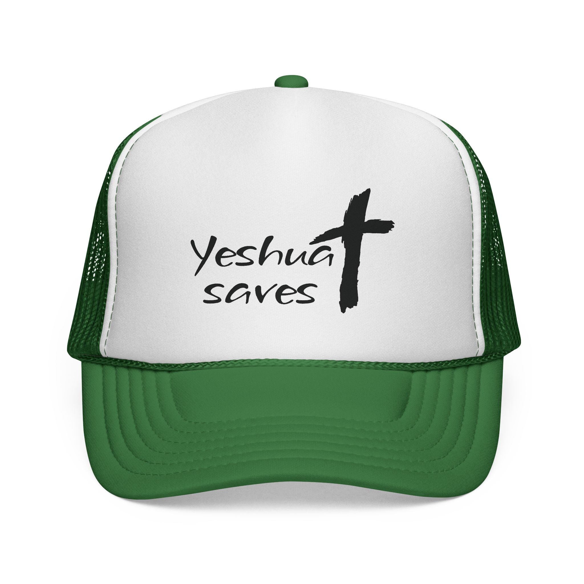 Yeshua Saves Trucker Hat | Christian Faith Snapback Cap | Jesus Saves Mesh Hat | Christian Streetwear Hat