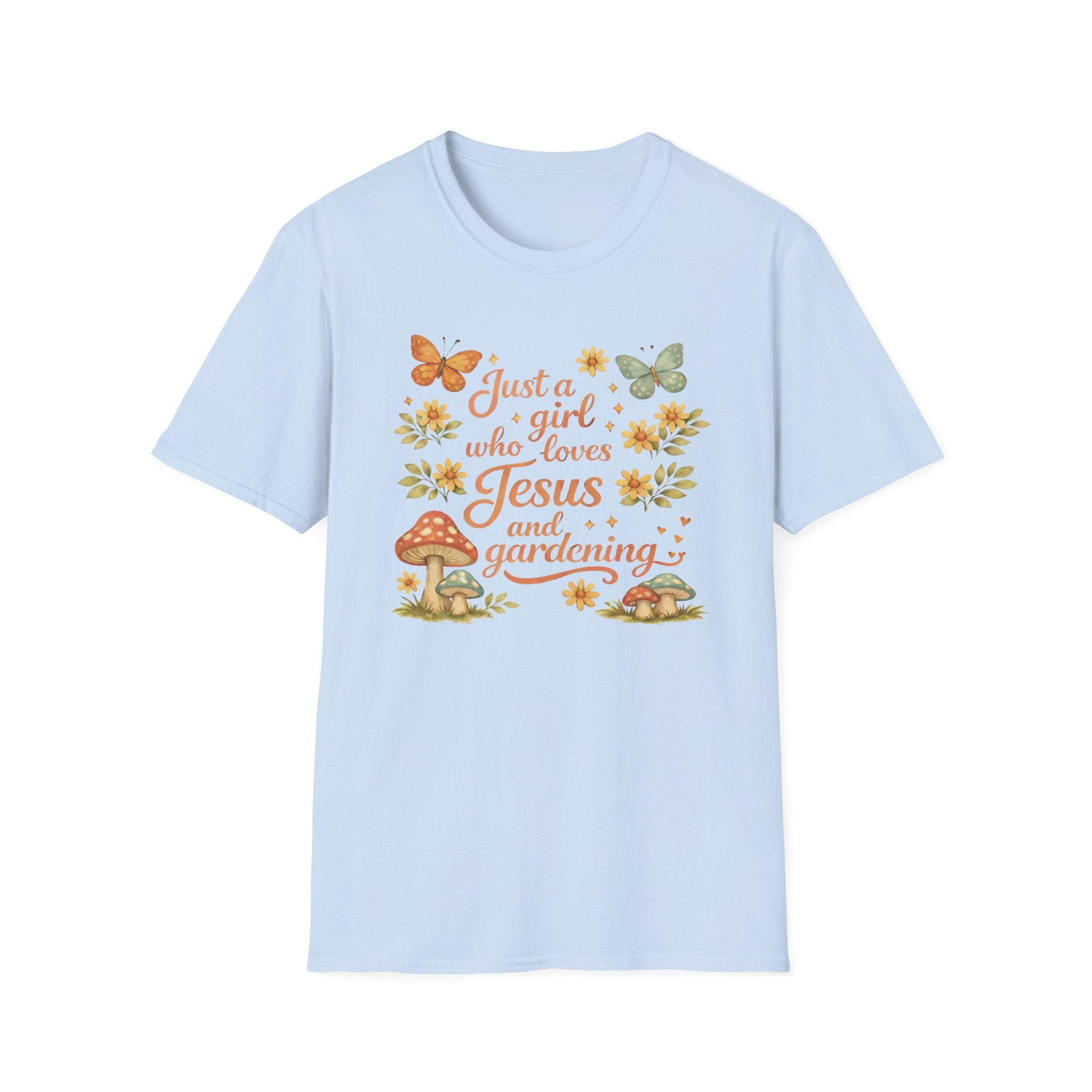 Just A Girl Who Loves Jesus and Gardening Gildan Unisex Tshirt | Christian Gardening T-Shirt | Faith Shirt | Cotton Tee