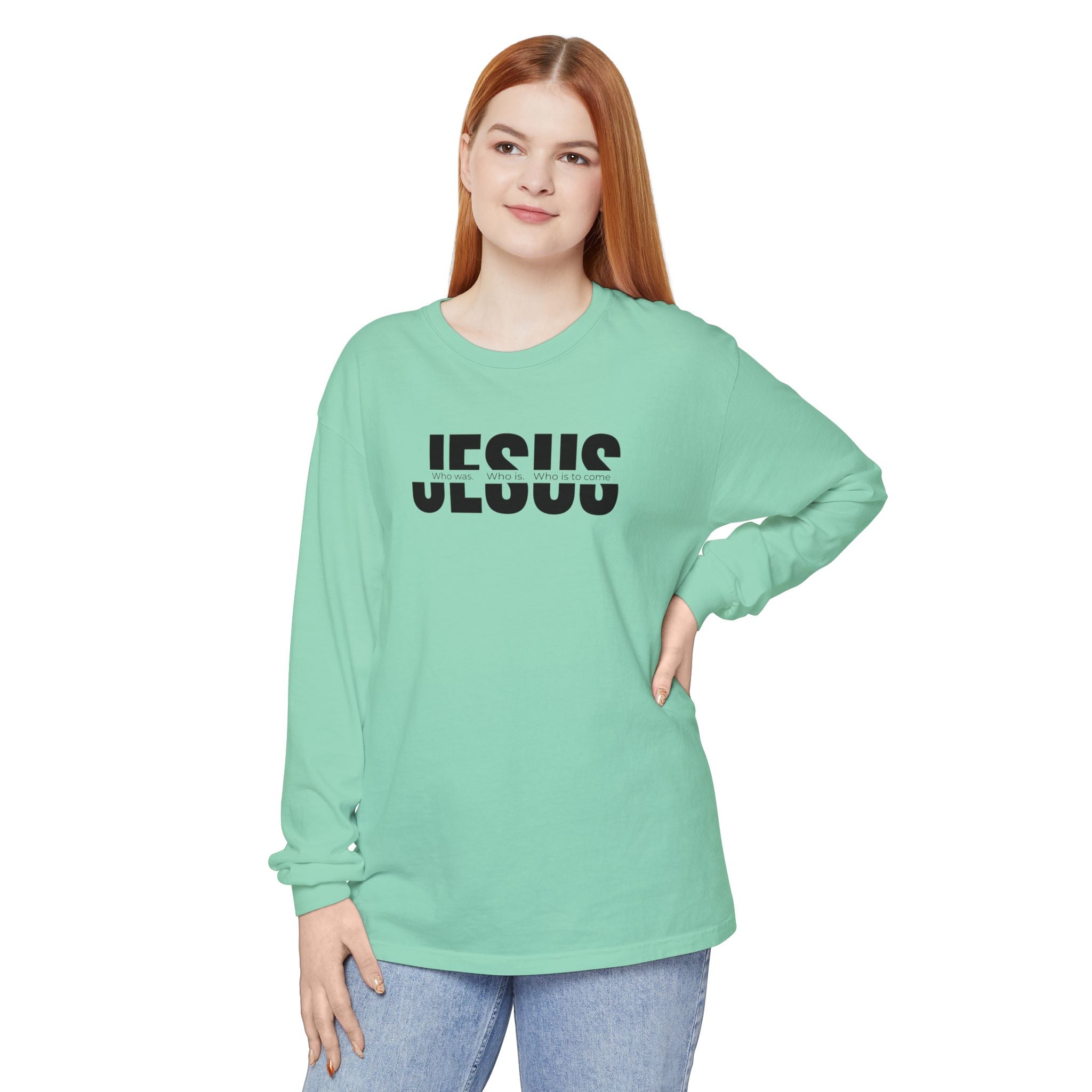 Jesus Comfort Colors Christian Long Sleeve Shirt | Faith Graphic Tee | Garment Dyed Cotton