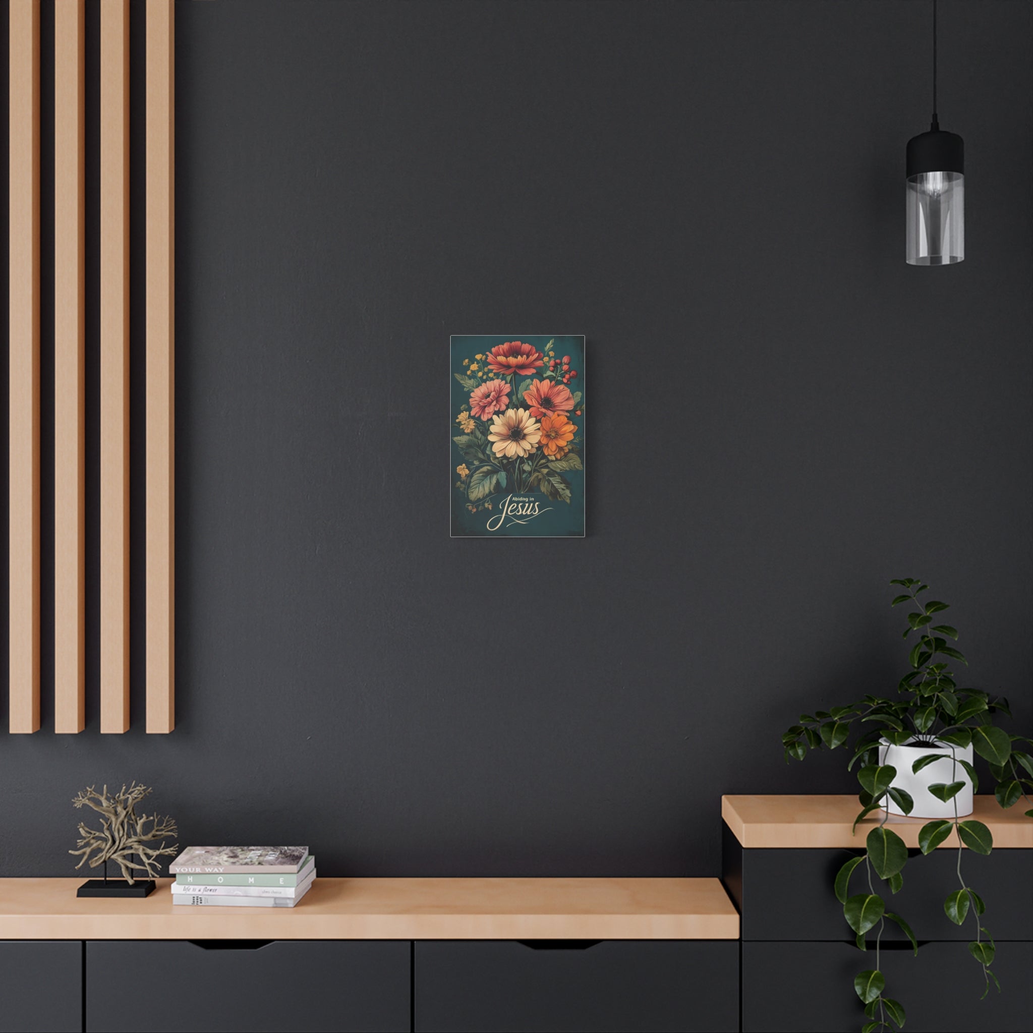 Abiding in Jesus Wall Art | Christian Canvas for Faith-Based Home Decor & Gifts | Floral Wall Art Canvas, Vintage Flower Print, Living Room Decoration, Gift for Her