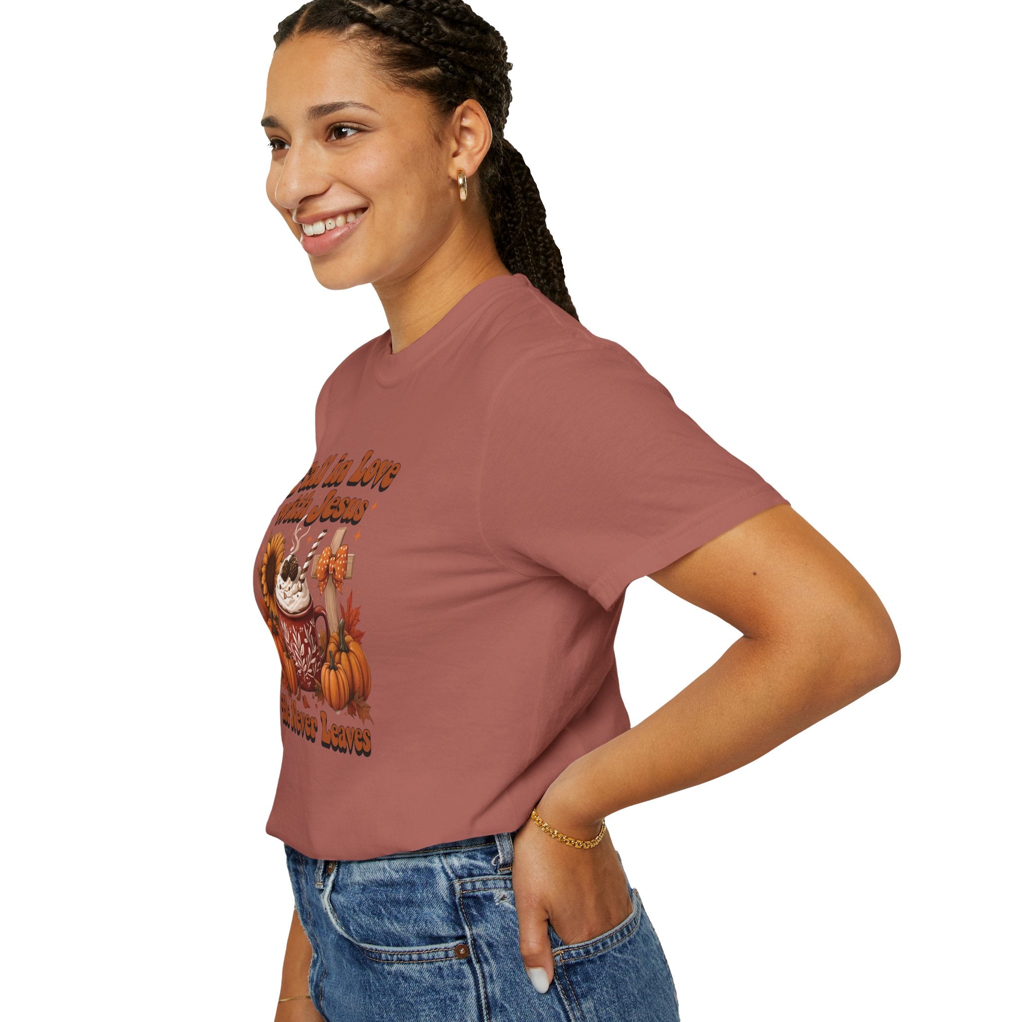 Fall in Love with Jesus Unisex Garment Dyed Comfort Colors T-Shirt | Christian Fall T-Shirt | Faith Based Thanksgiving Tee | Unisex Religious Cotton Top