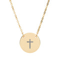 Cross Christian Necklace | Engraved Stainless Steel Circle Pendant