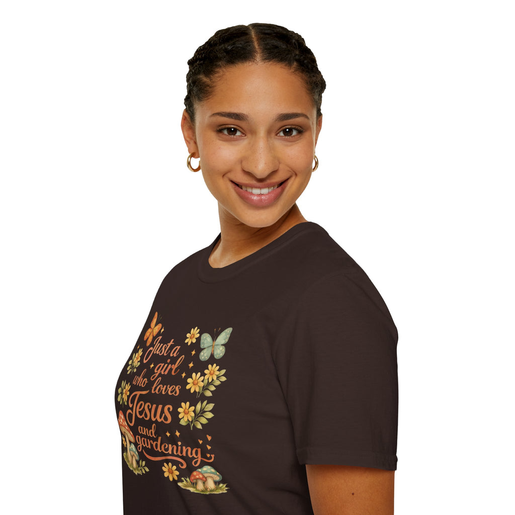 Just A Girl Who Loves Jesus and Gardening Gildan Unisex Tshirt | Christian Gardening T-Shirt | Faith Shirt | Cotton Tee