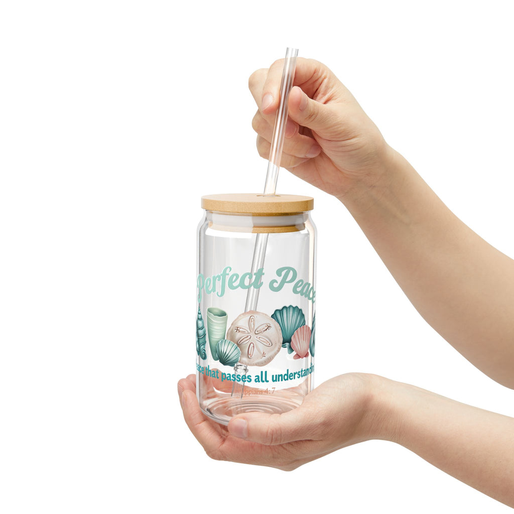 Beach Sipper Glass “Perfect Peace” – Christian Drinkware | Summer Coastal Gift Idea