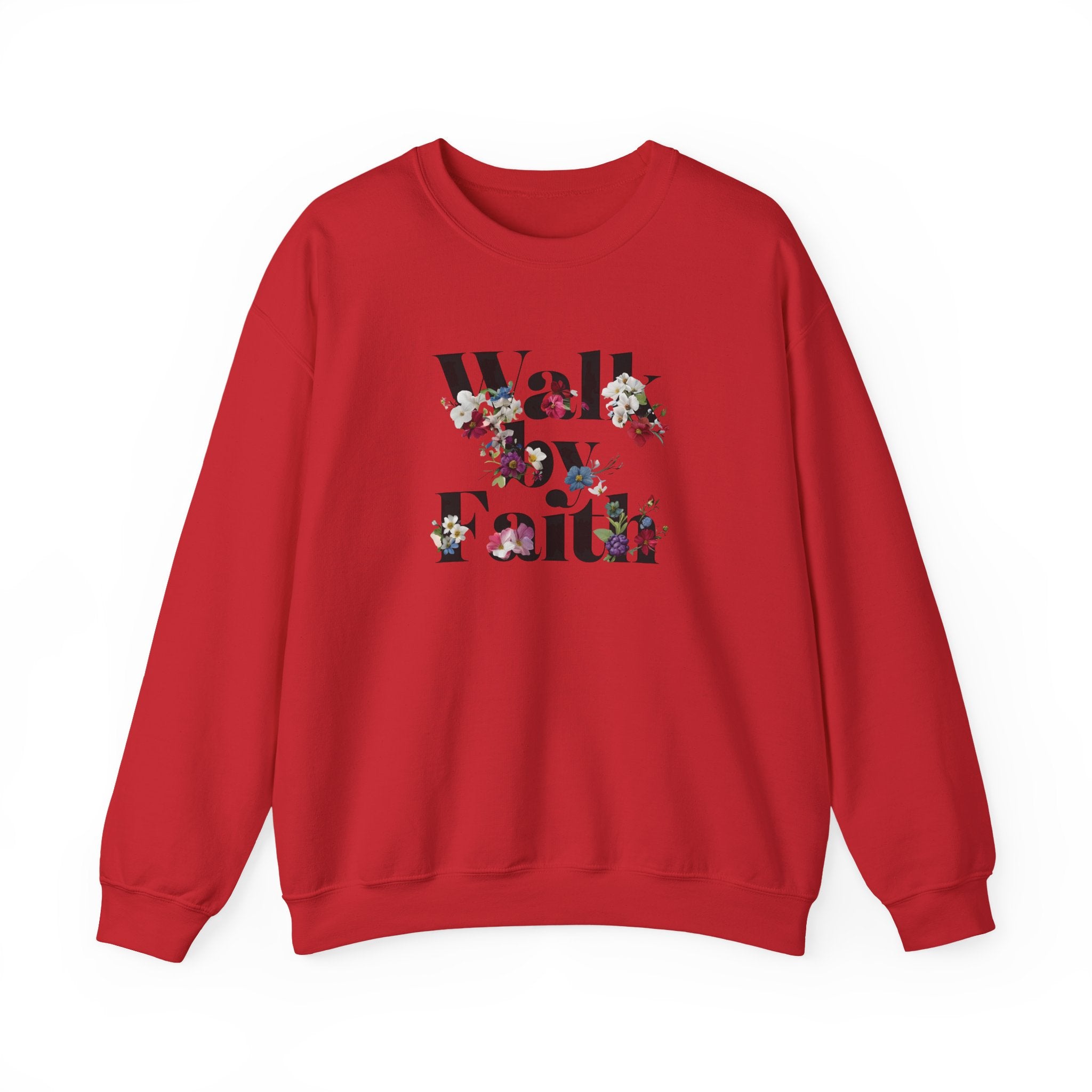 Walk By Faith Floral Gildan Crewneck Unisex Christian Sweatshirt