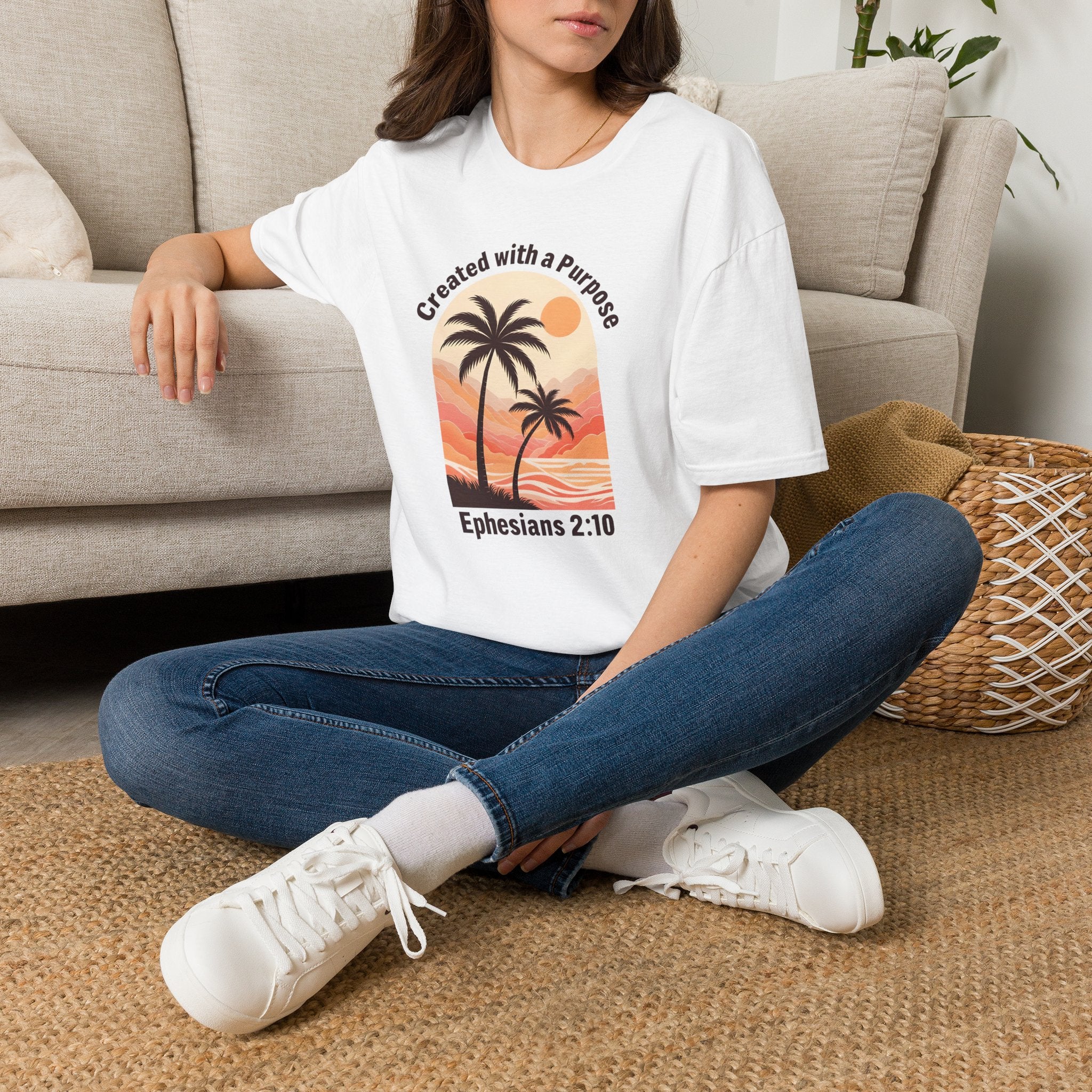 Created With A Purpose Ephesians 2:10 | Gilden Unisex T-shirt | Faith-Based Summer Tee