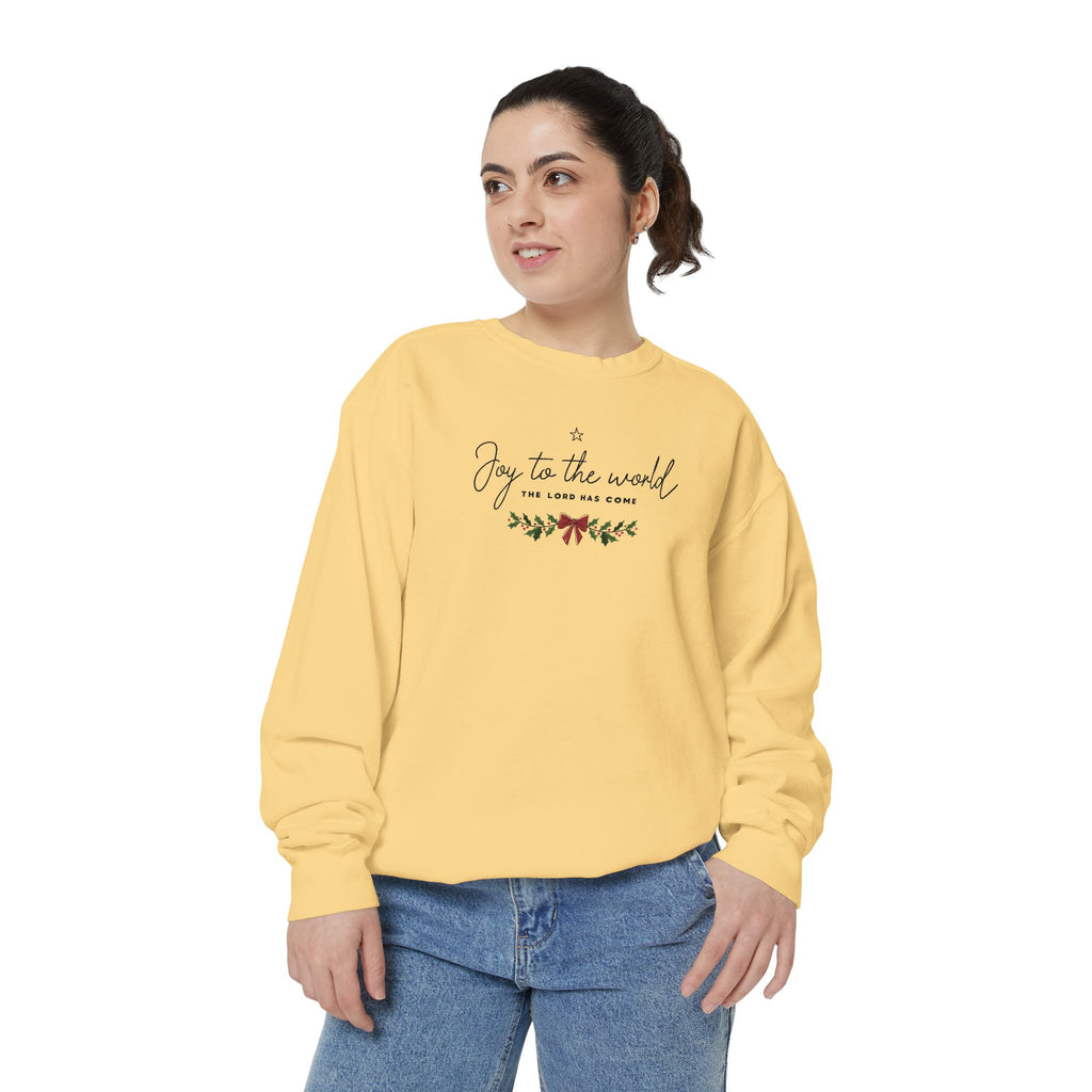 Joy to the World Comfort Colors Unisex Sweatshirt | Cozy Holiday Gift, Casual Fashion, Christmas Apparel, Festive Sweater, Unisex Holiday Wear