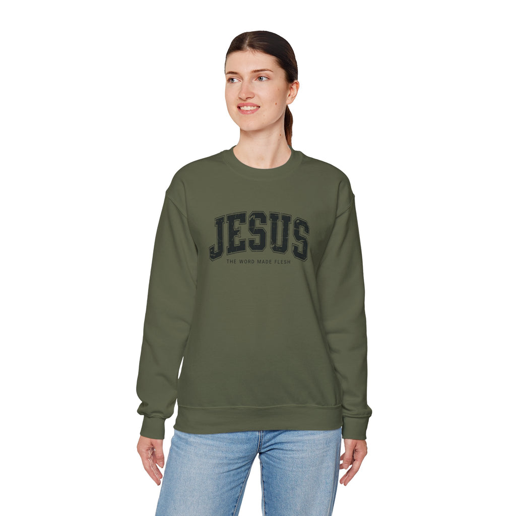 Jesus the Word Made Flesh Gildan Crewneck Sweatshirt | Christian Unisex Sweatshirt | Faith Apparel | Religious Gift
