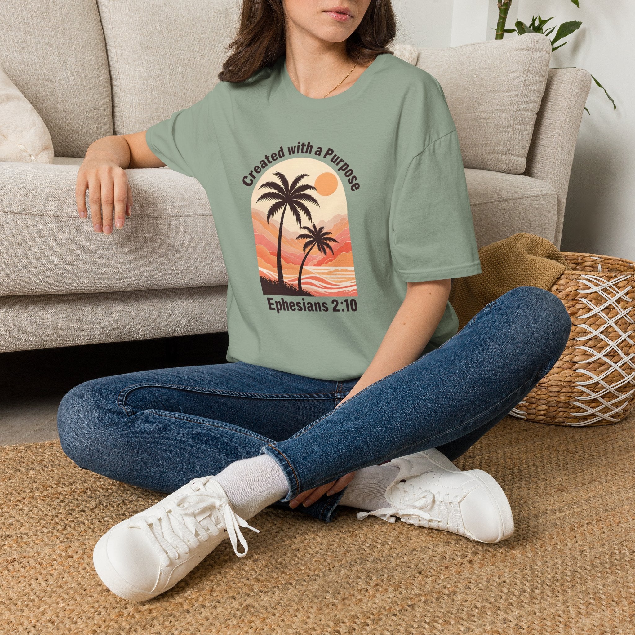 Created With A Purpose Ephesians 2:10 | Gilden Unisex T-shirt | Faith-Based Summer Tee