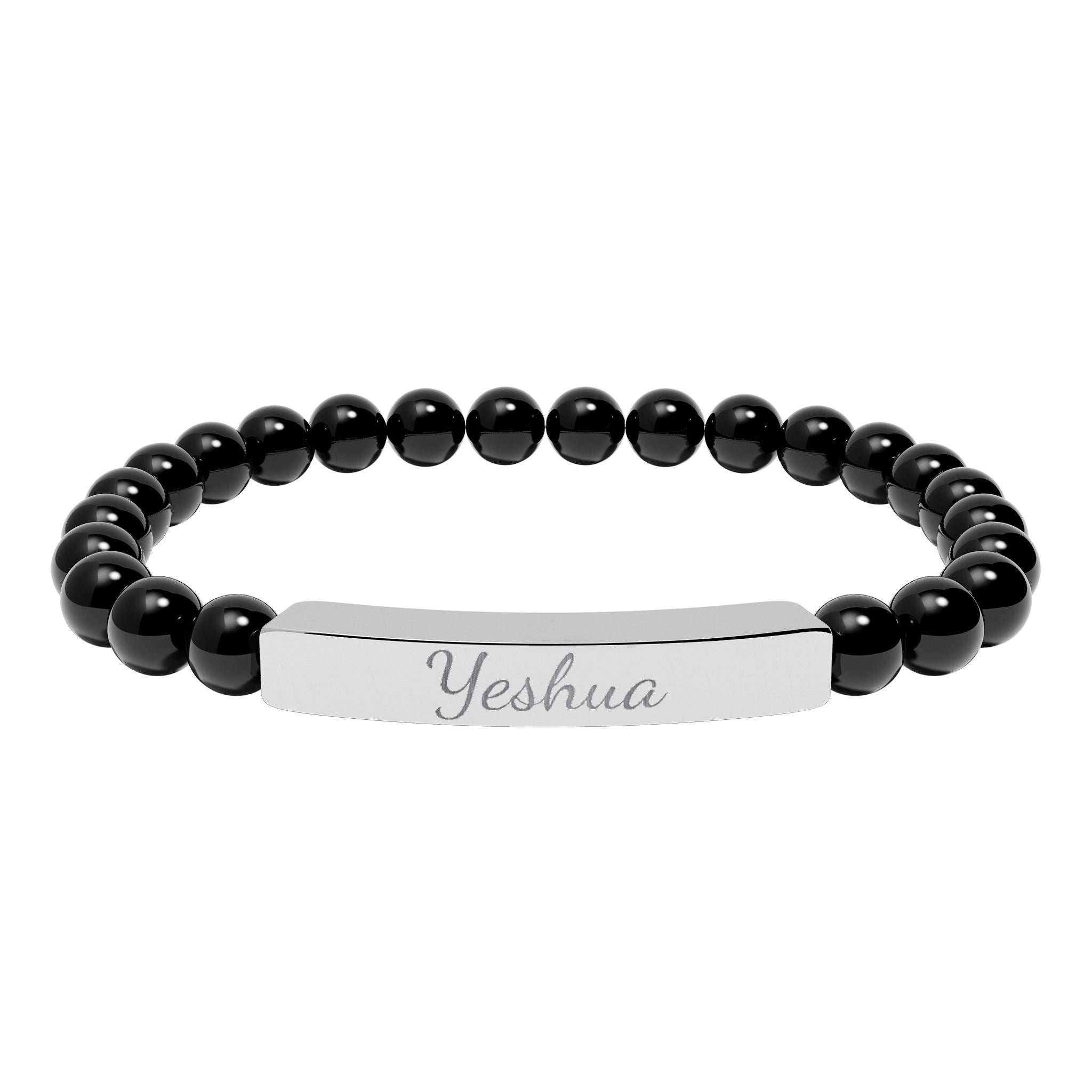 Yeshua Engraved Christian Bracelet | Faith-Based Jewelry for Women | Stainless Steel Bar Bracelet | Christian Gift for Her