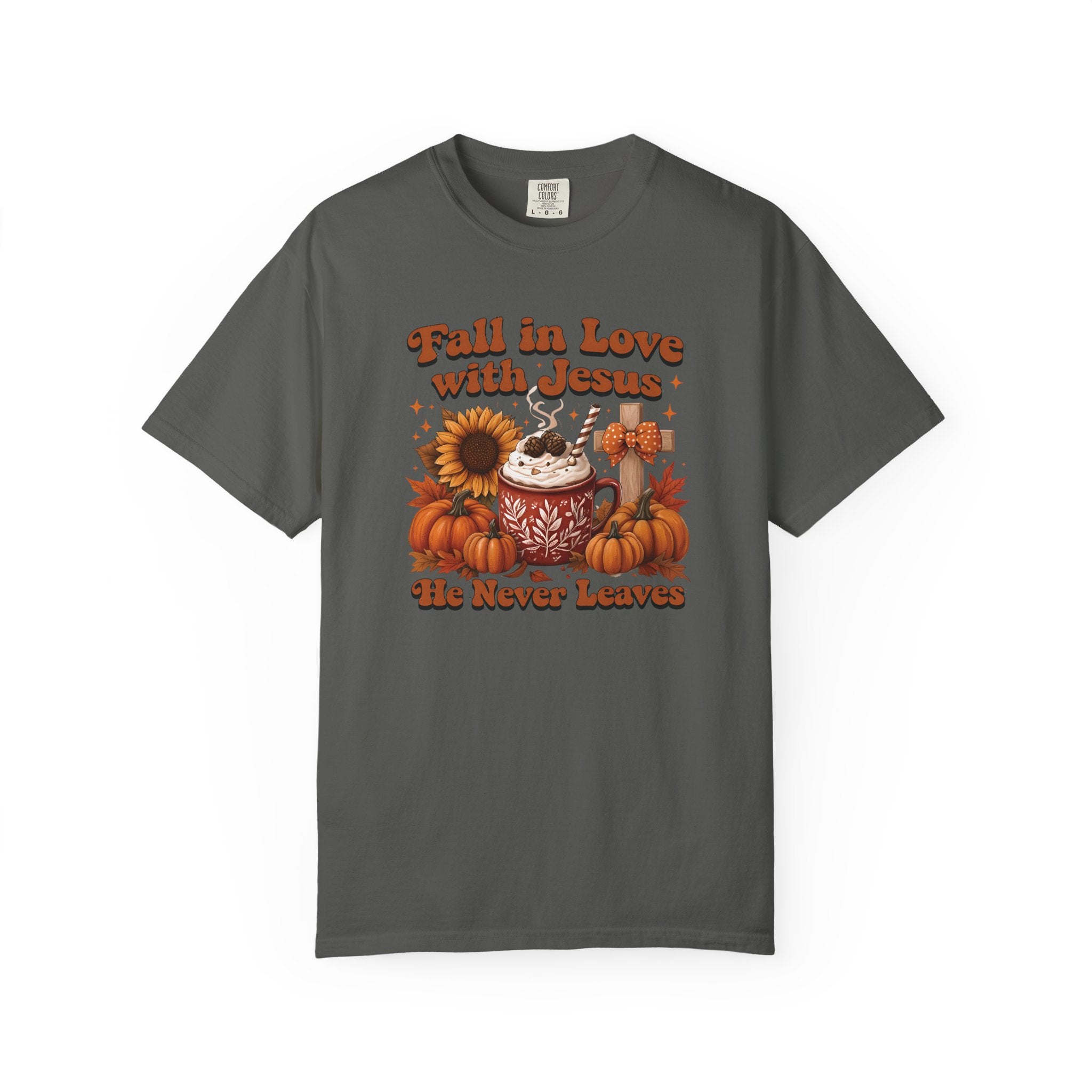 Fall in Love with Jesus Unisex Garment Dyed Comfort Colors T-Shirt | Christian Fall T-Shirt | Faith Based Thanksgiving Tee | Unisex Religious Cotton Top