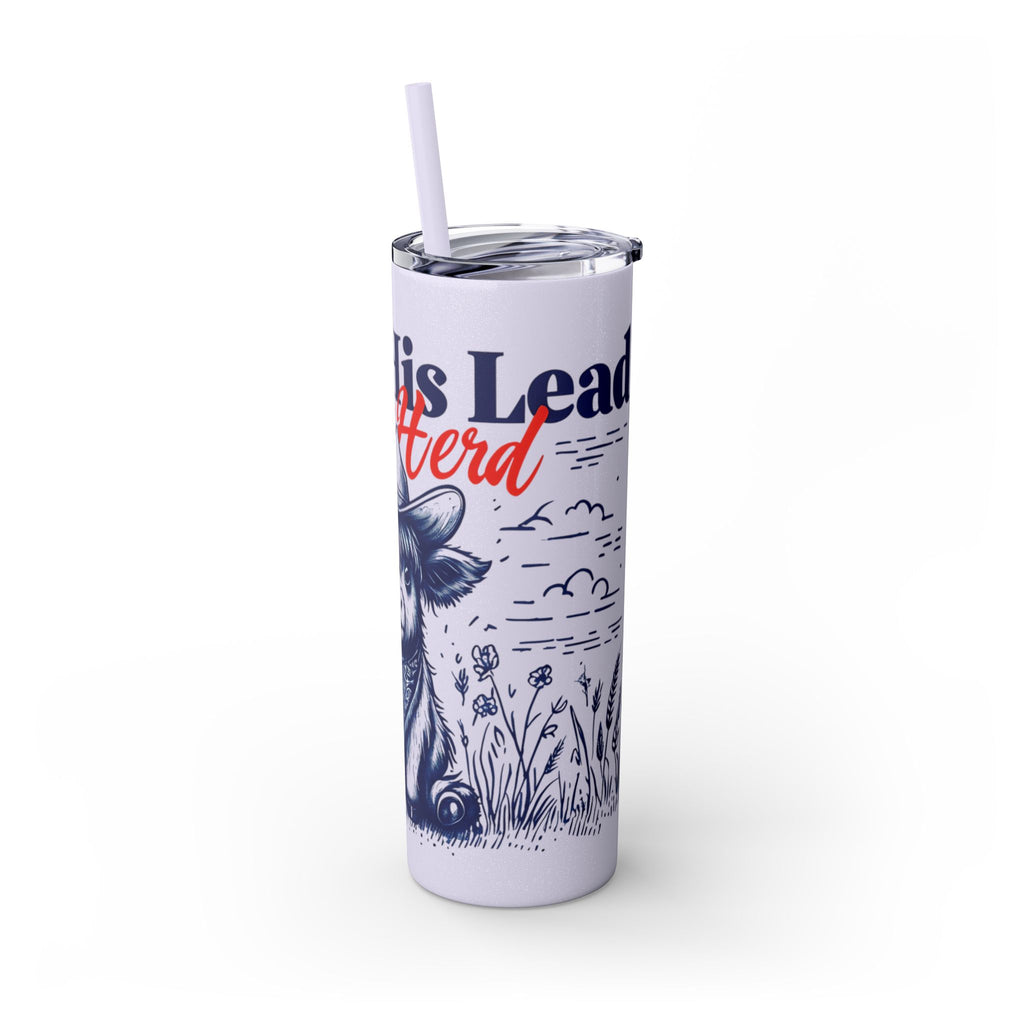 Follow His Lead, Not the Herd, 20 oz Insulated Skinny Tumbler | Stainless Steel Travel Cup | Christian Drinkware | Highland Cow
