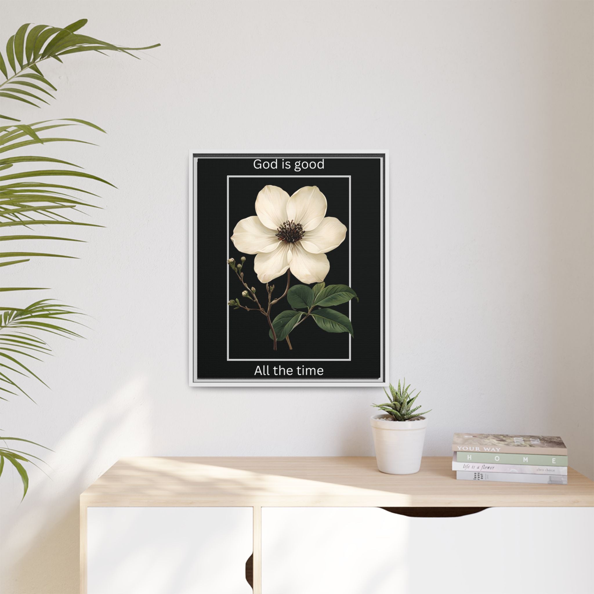 God is Good All The Time Christian Framed Matte Canvas Wall Art | Faith Inspirational Home Decor
