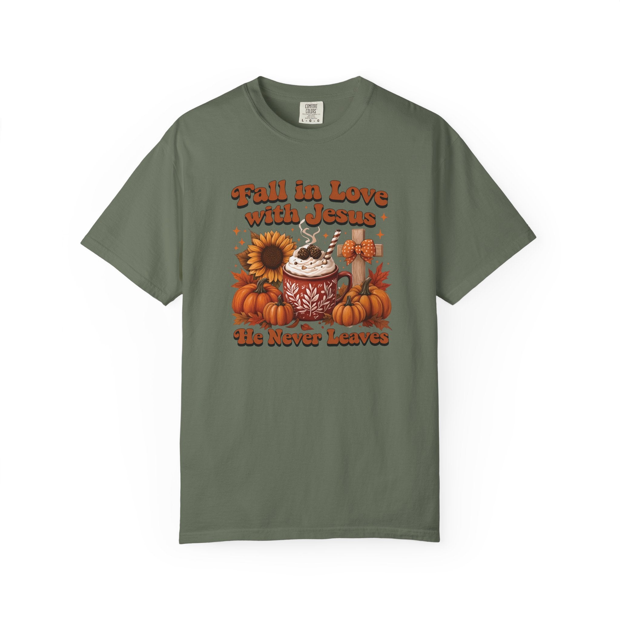 Fall in Love with Jesus Unisex Garment Dyed Comfort Colors T-Shirt | Christian Fall T-Shirt | Faith Based Thanksgiving Tee | Unisex Religious Cotton Top