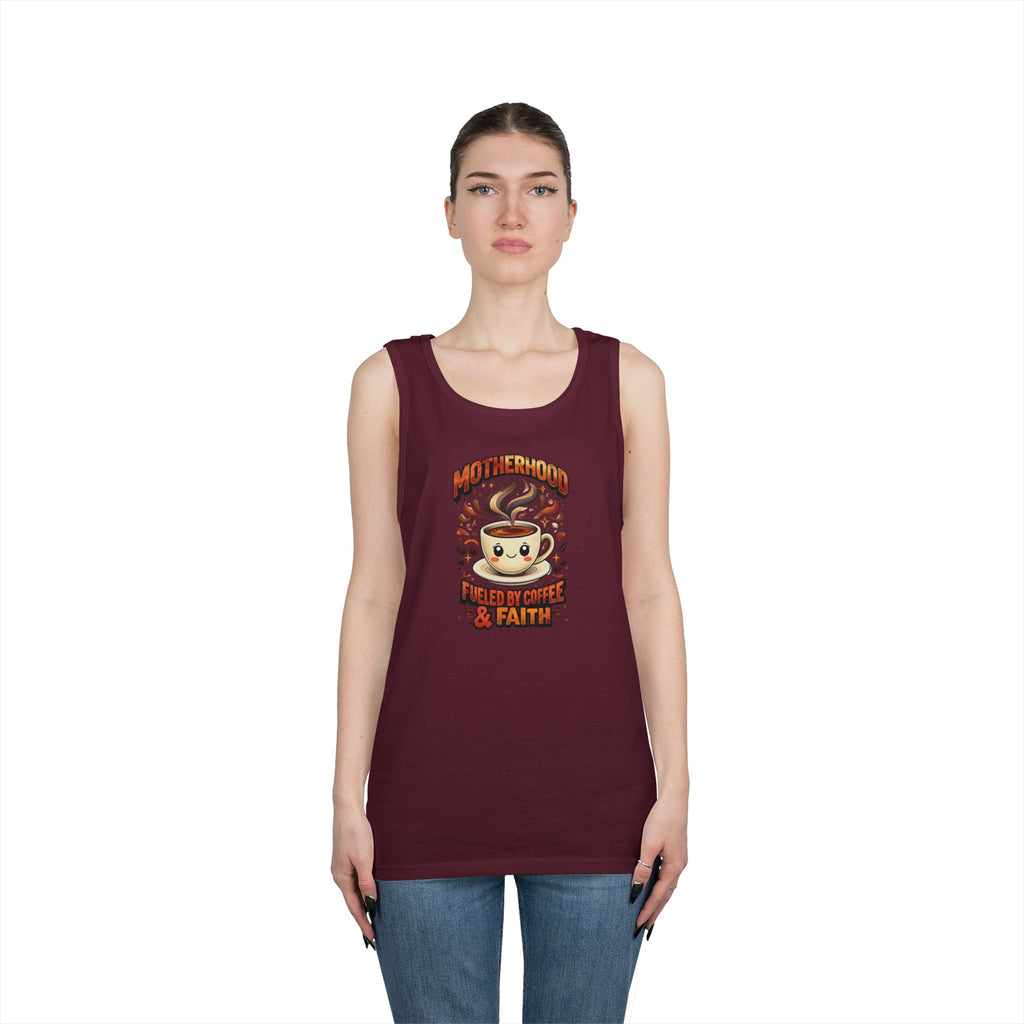 Motherhood Fueled by Coffee & Faith Gildan Tank Top | Christian Mom Shirt | Coffee Lover Mother’s Day Gift