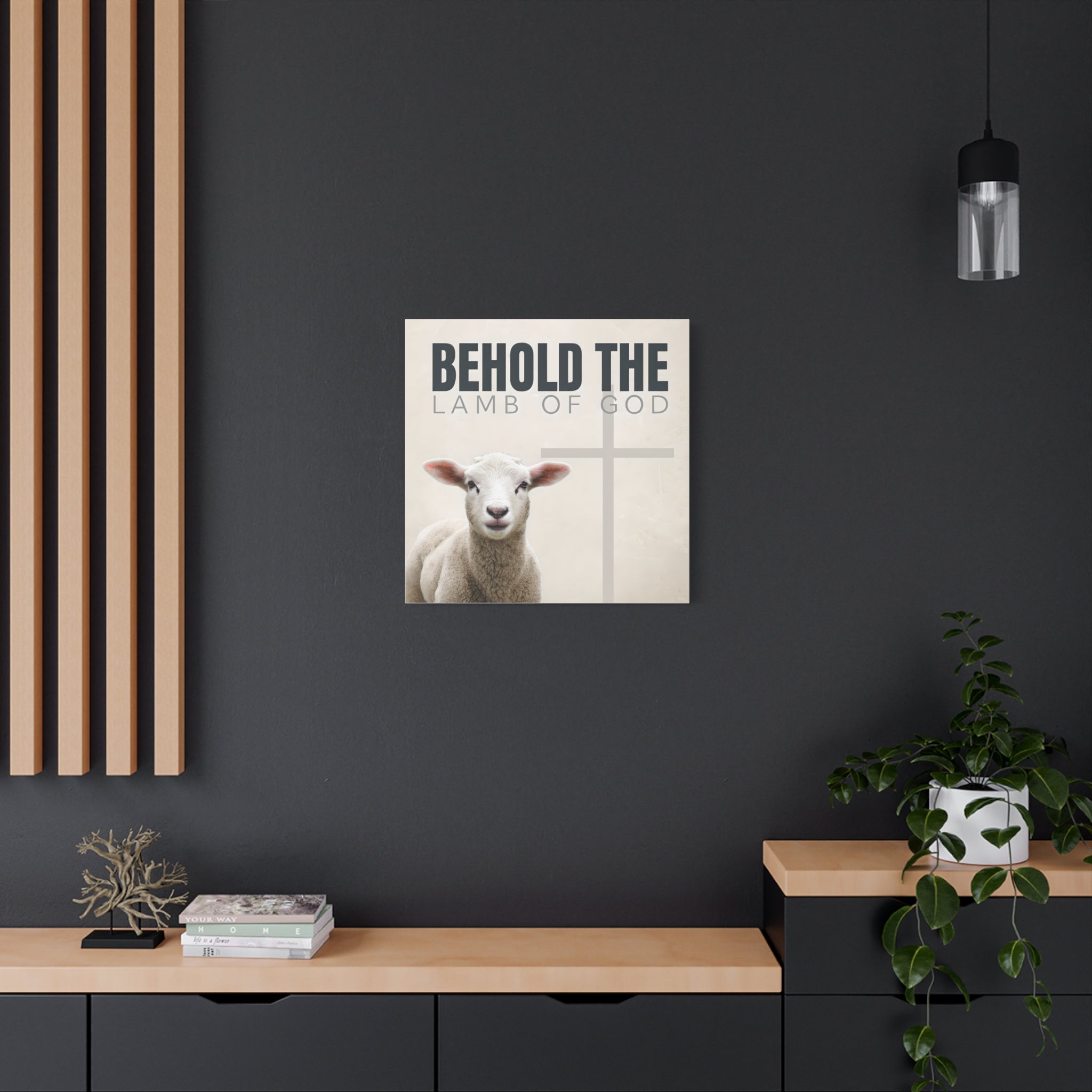 Behold the Lamb of God Canvas – Christian Wall Art with Lamb & Cross Design (Multiple Sizes)