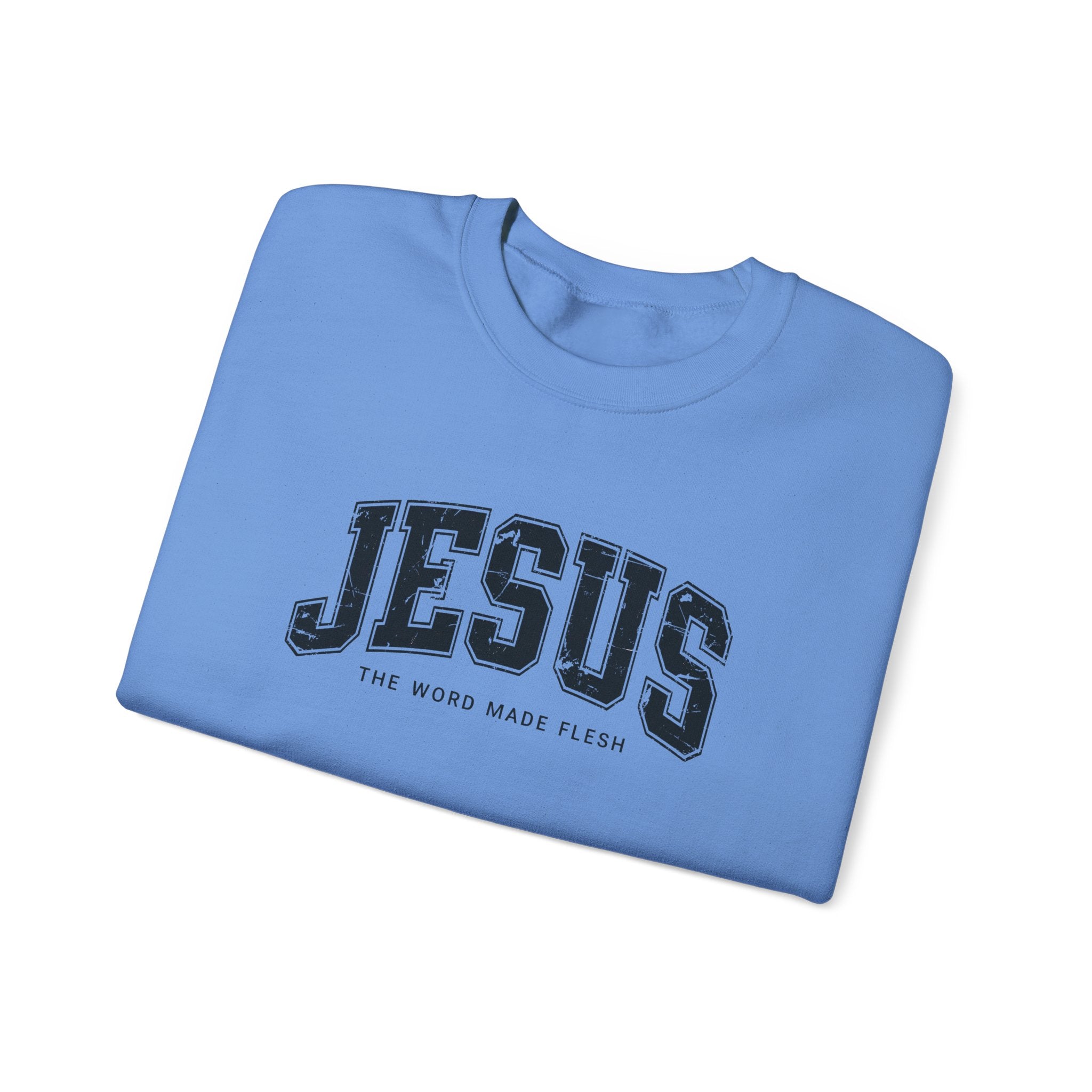 Jesus the Word Made Flesh Gildan Crewneck Sweatshirt | Christian Unisex Sweatshirt | Faith Apparel | Religious Gift