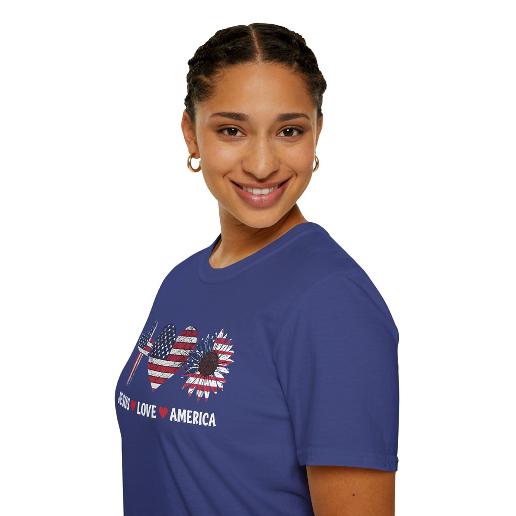 Jesus Love America Shirt | Patriotic Christian T-Shirt | Faith Based 4th of July Outfit