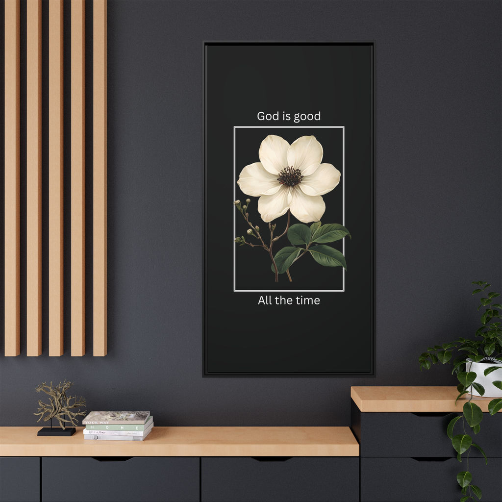 God is Good All The Time Christian Framed Matte Canvas Wall Art | Faith Inspirational Home Decor