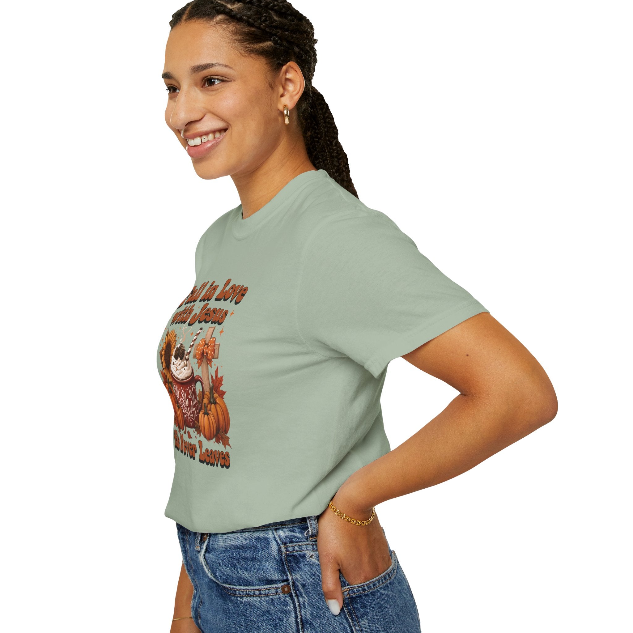 Fall in Love with Jesus Unisex Garment Dyed Comfort Colors T-Shirt | Christian Fall T-Shirt | Faith Based Thanksgiving Tee | Unisex Religious Cotton Top