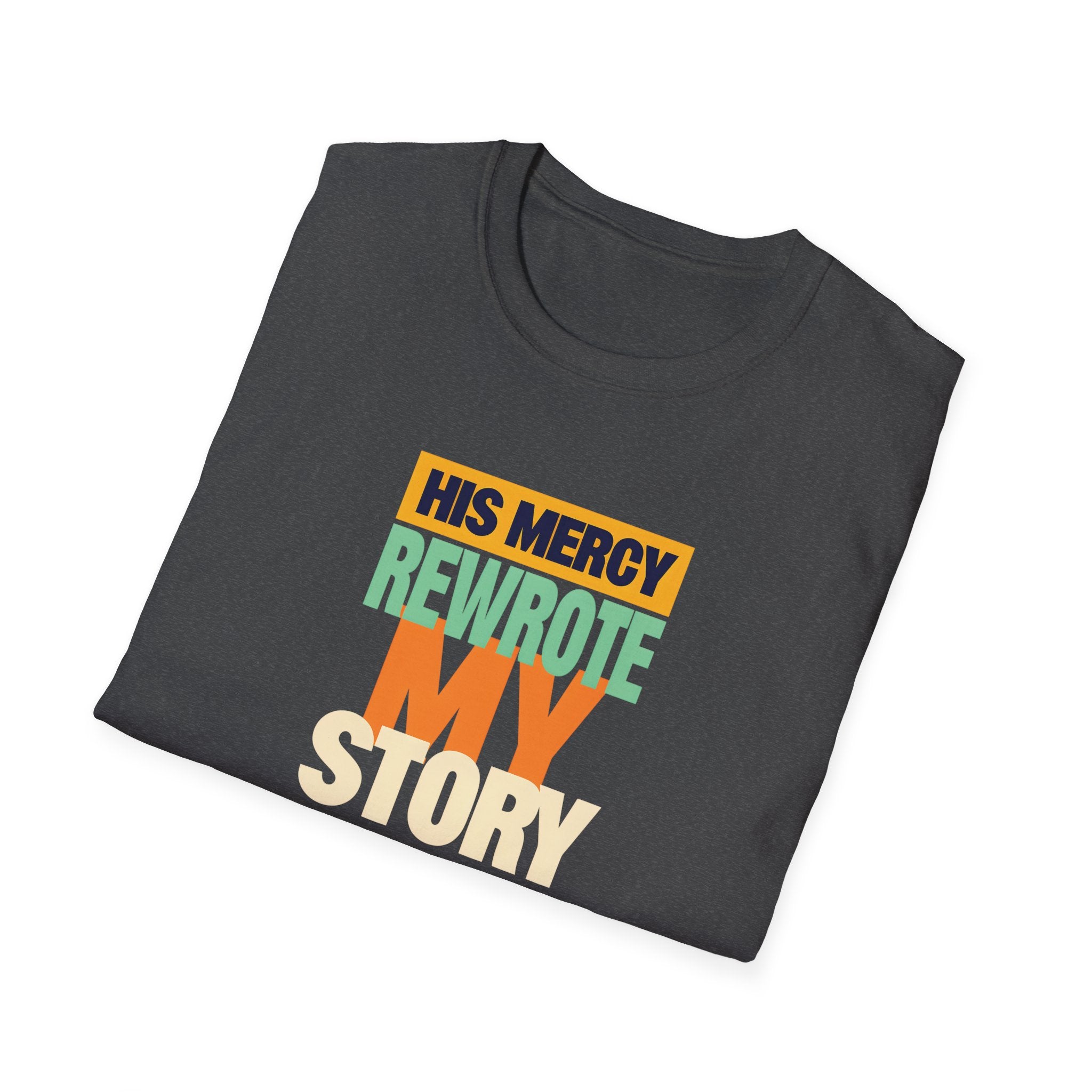His Mercy Rewrote My Story Christian Gildan T-Shirt Unisex Softstyle Religious Tee Gift