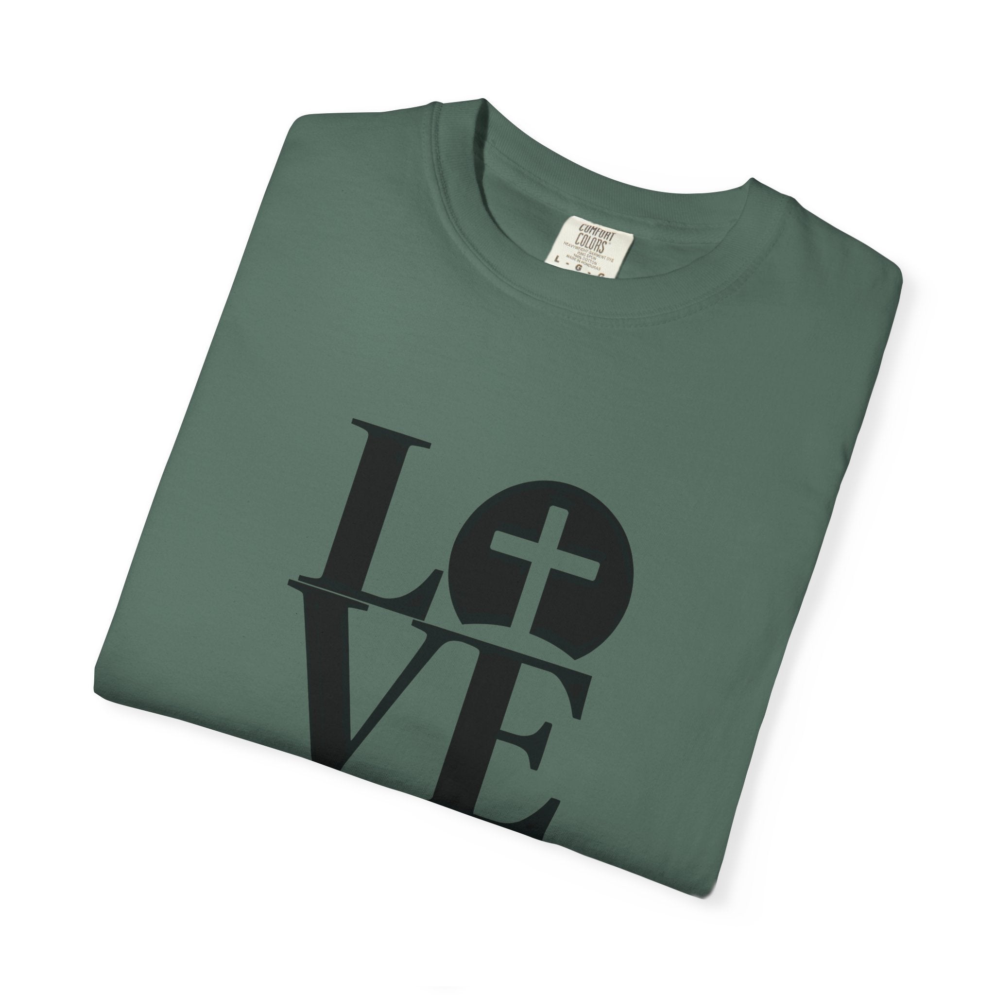 LOVE Cross Christian T-Shirt | Comfort Colors Faith-Based Unisex Tee (S–4XL) | Jesus is Love Shirt