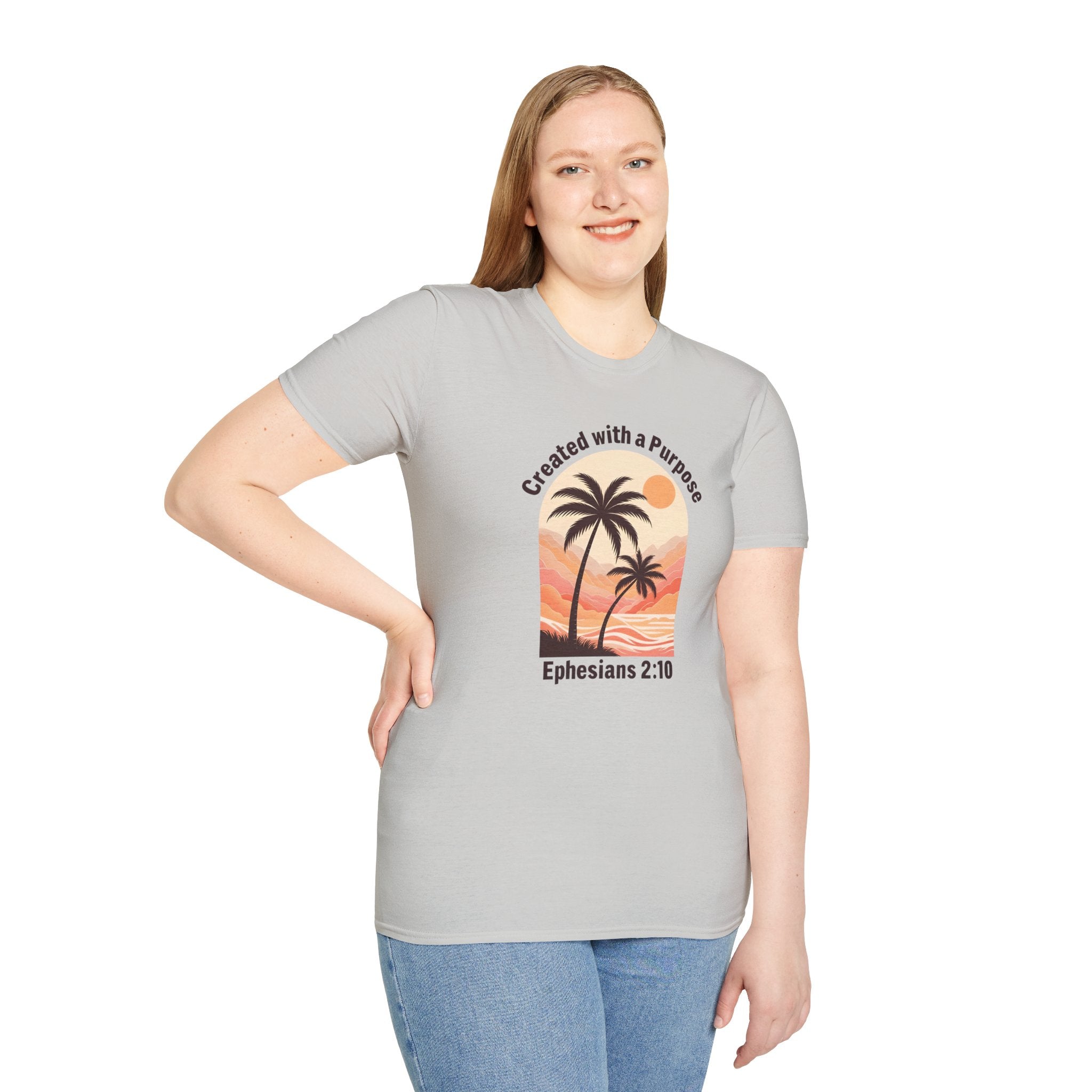 Created With A Purpose Ephesians 2:10 | Gilden Unisex T-shirt | Faith-Based Summer Tee