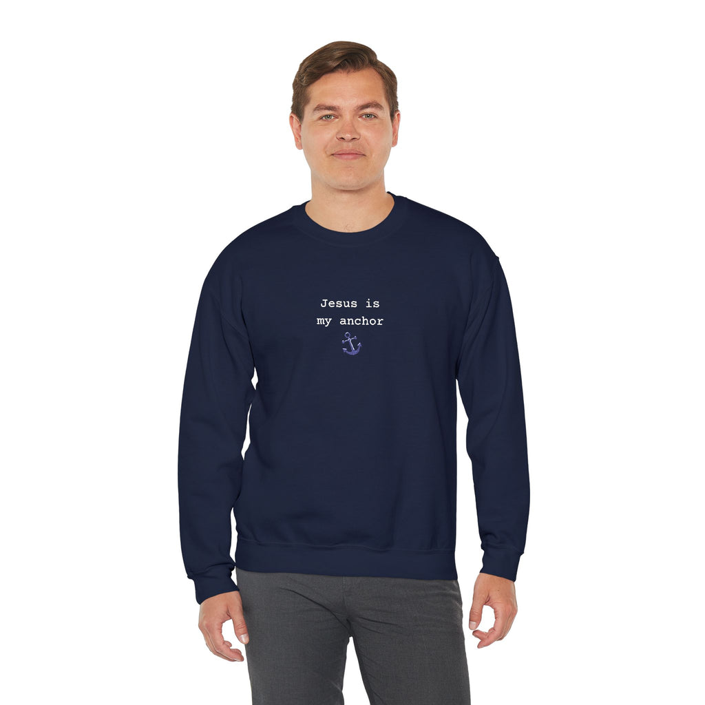 Jesus Is My Anchor Embroidered Gildan Christian Crewneck Unisex Sweatshirt | Religious Gift