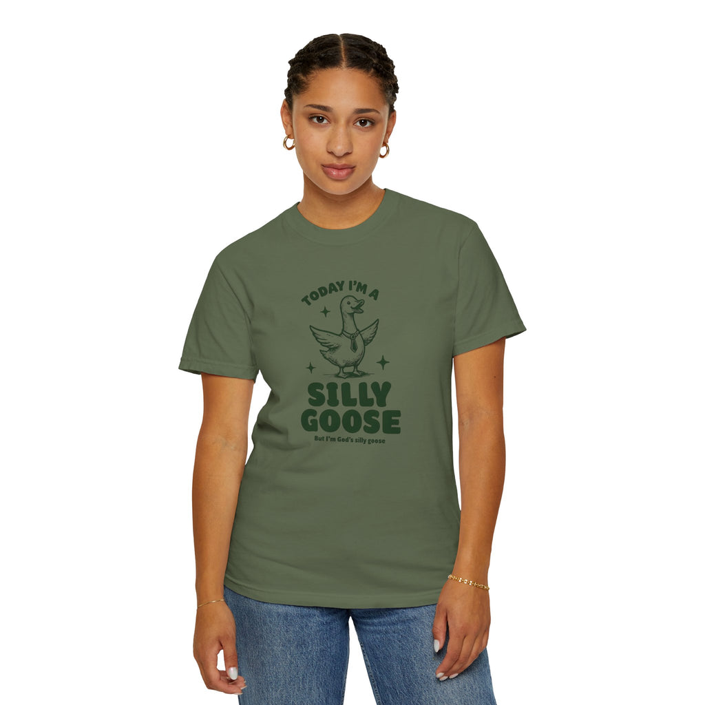 God’s Silly Goose with tie Christian T-Shirt | Graphic Tee | Unisex Garment Dyed Cotton Top S-4XL