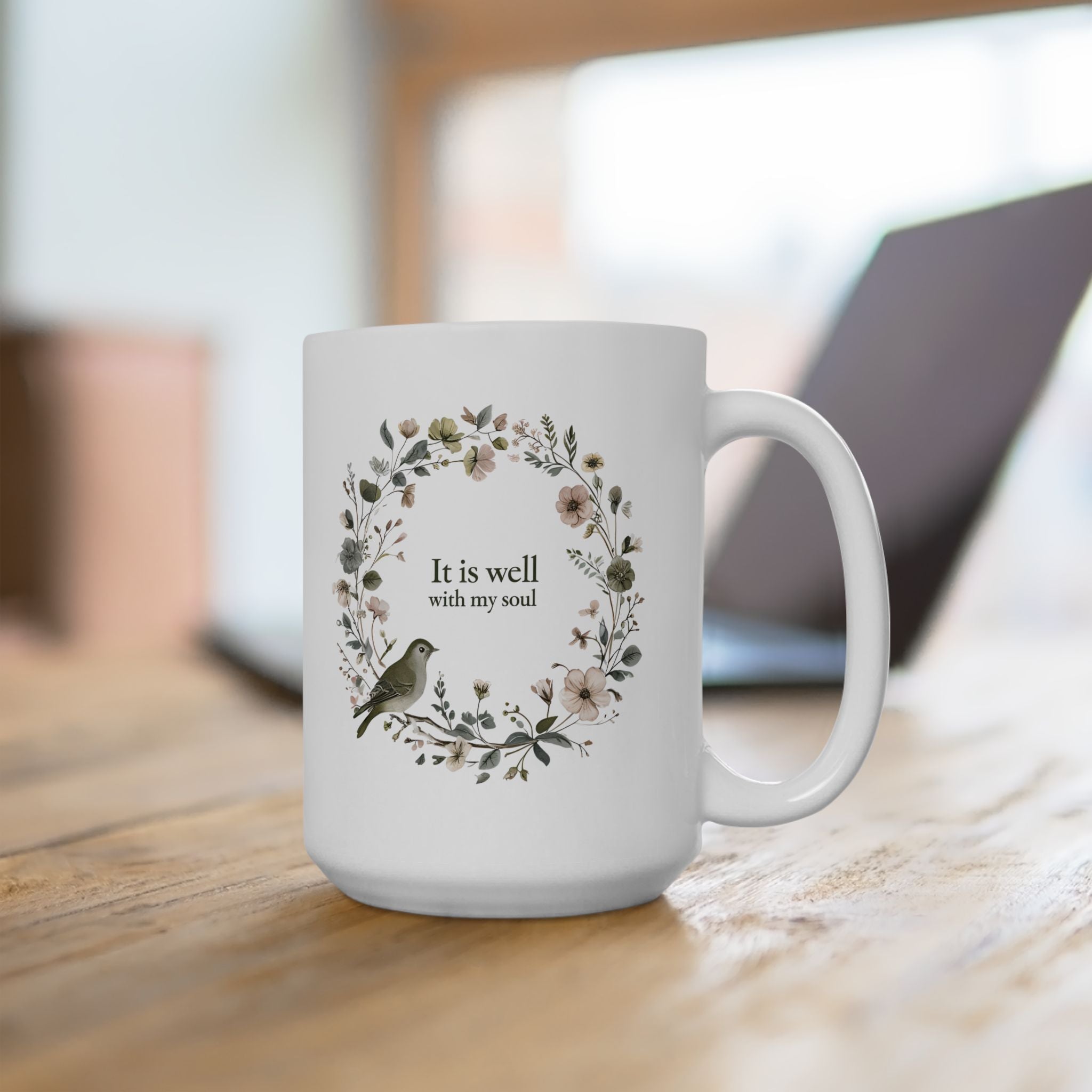 It Is Well With My Soul Christian Coffee Mug | Floral | Christian Gift for her