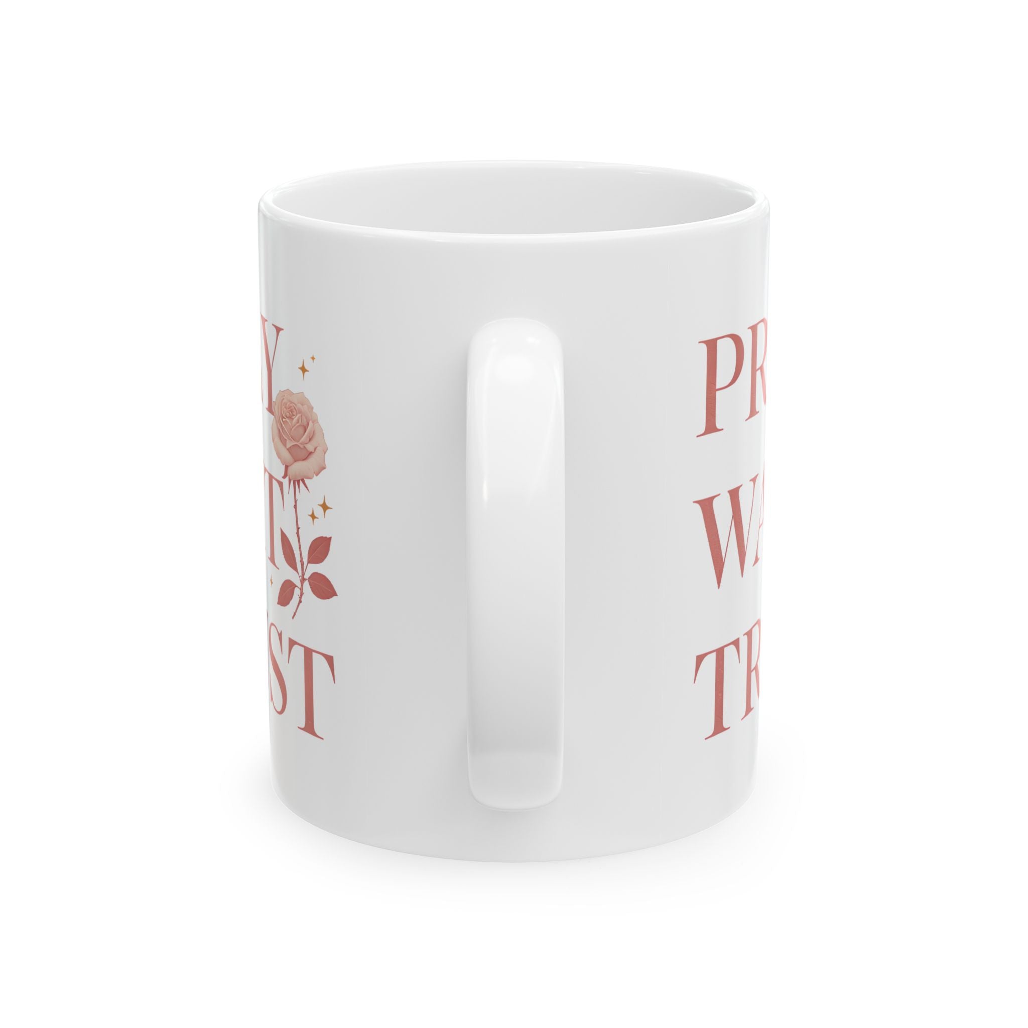 Pray Wait Trust Ceramic Coffee Mug 11oz 15oz Gift for Birthday Holiday Office Home Drinkware