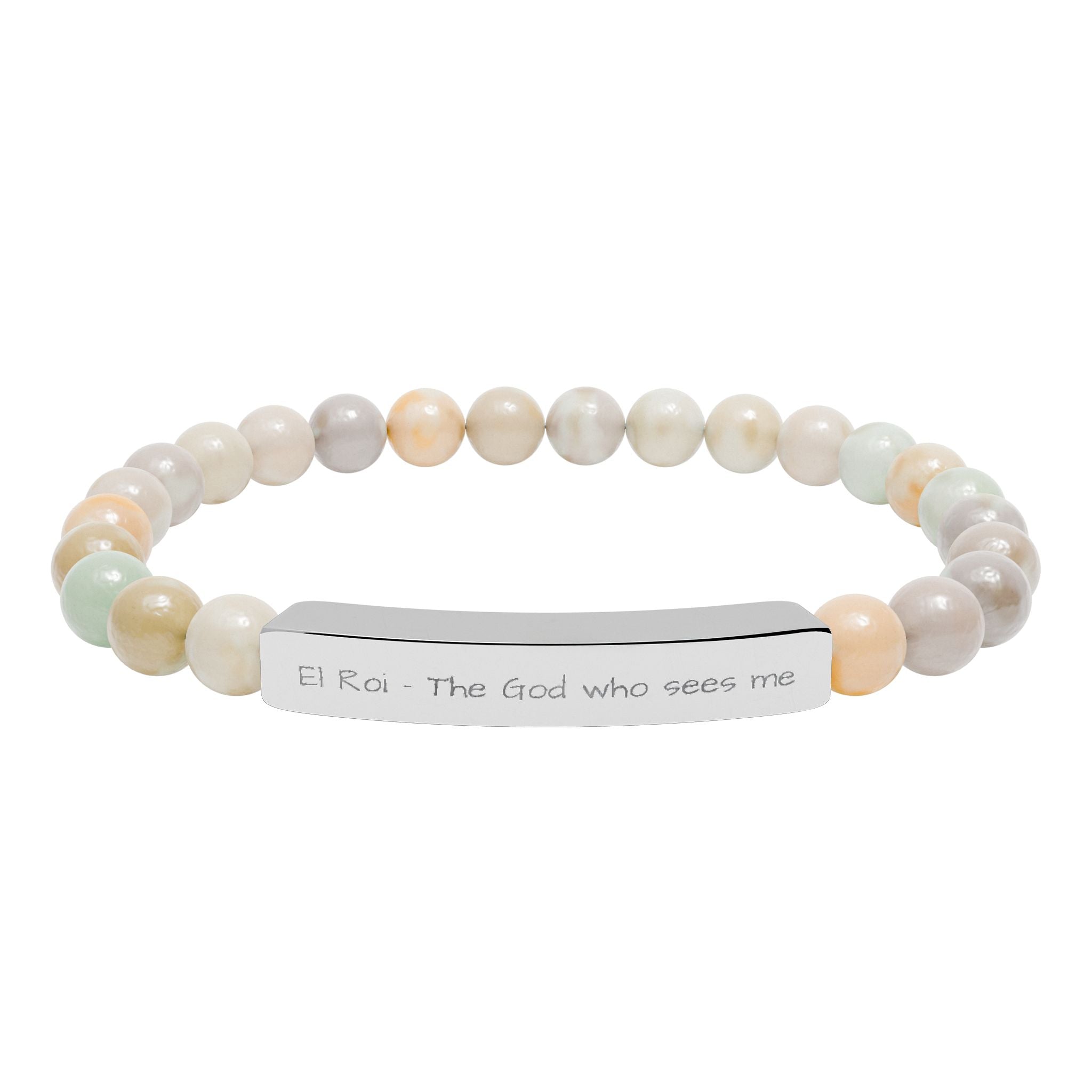 El Roi Christian Bracelet for Women | Natural Stone Stretch | Faith Jewelry Gift