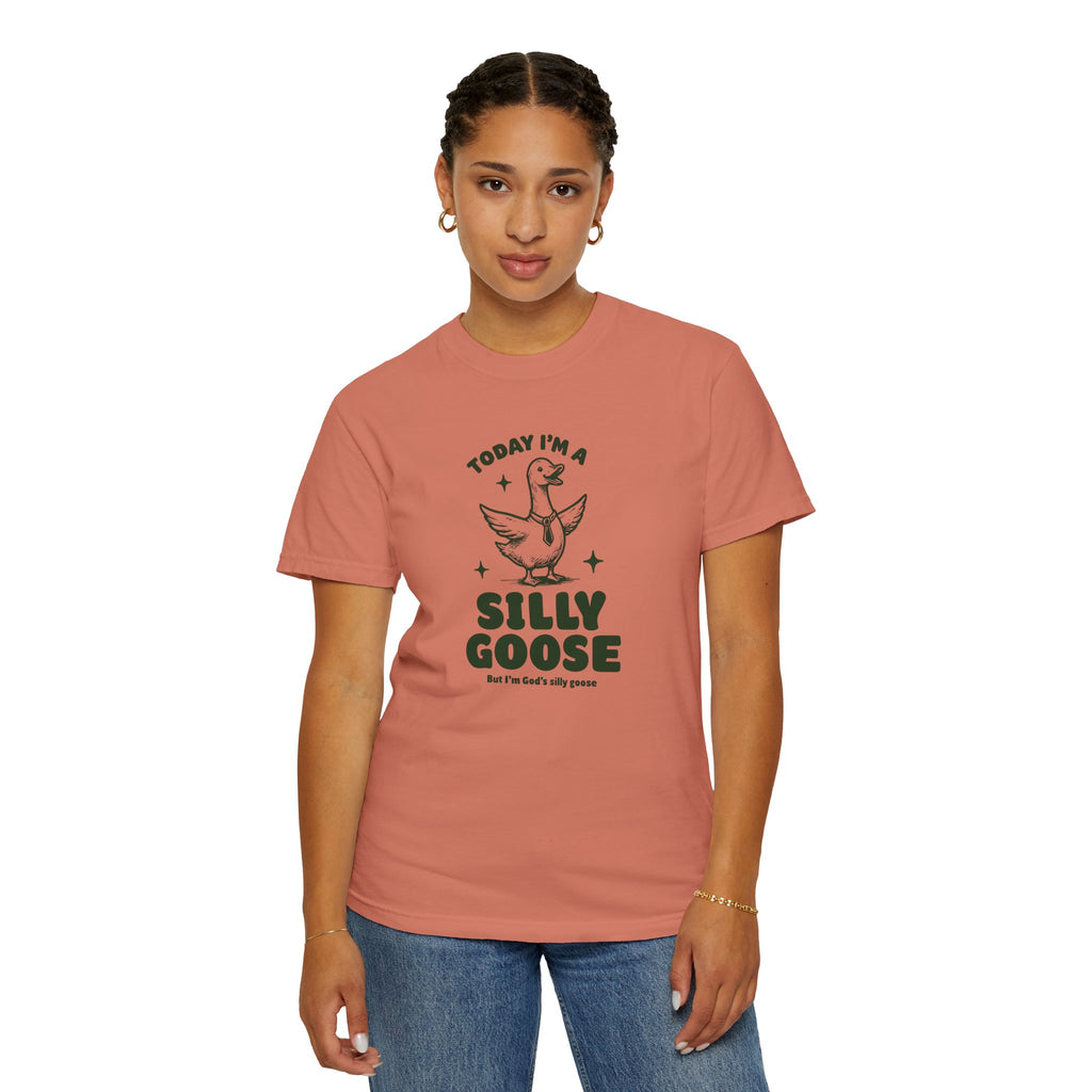 God’s Silly Goose with tie Christian T-Shirt | Graphic Tee | Unisex Garment Dyed Cotton Top S-4XL
