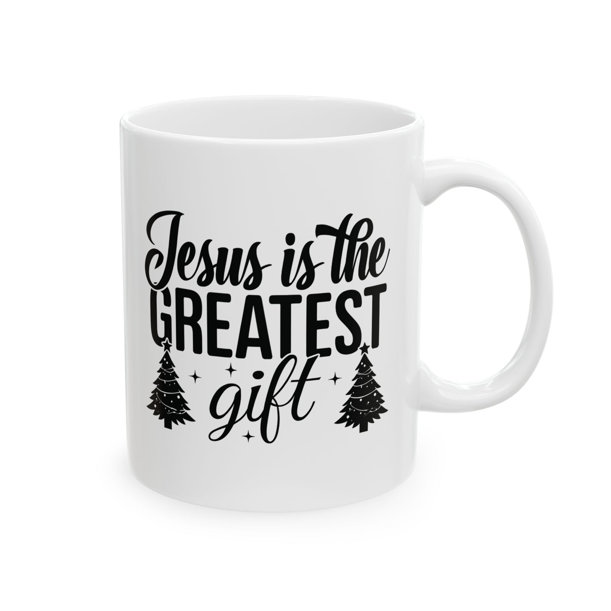Jesus is the Greatest Gift Christian Winter Coffee Mug | Christmas Pine Design | Ceramic Christmas Mug Gift | 11oz 15oz