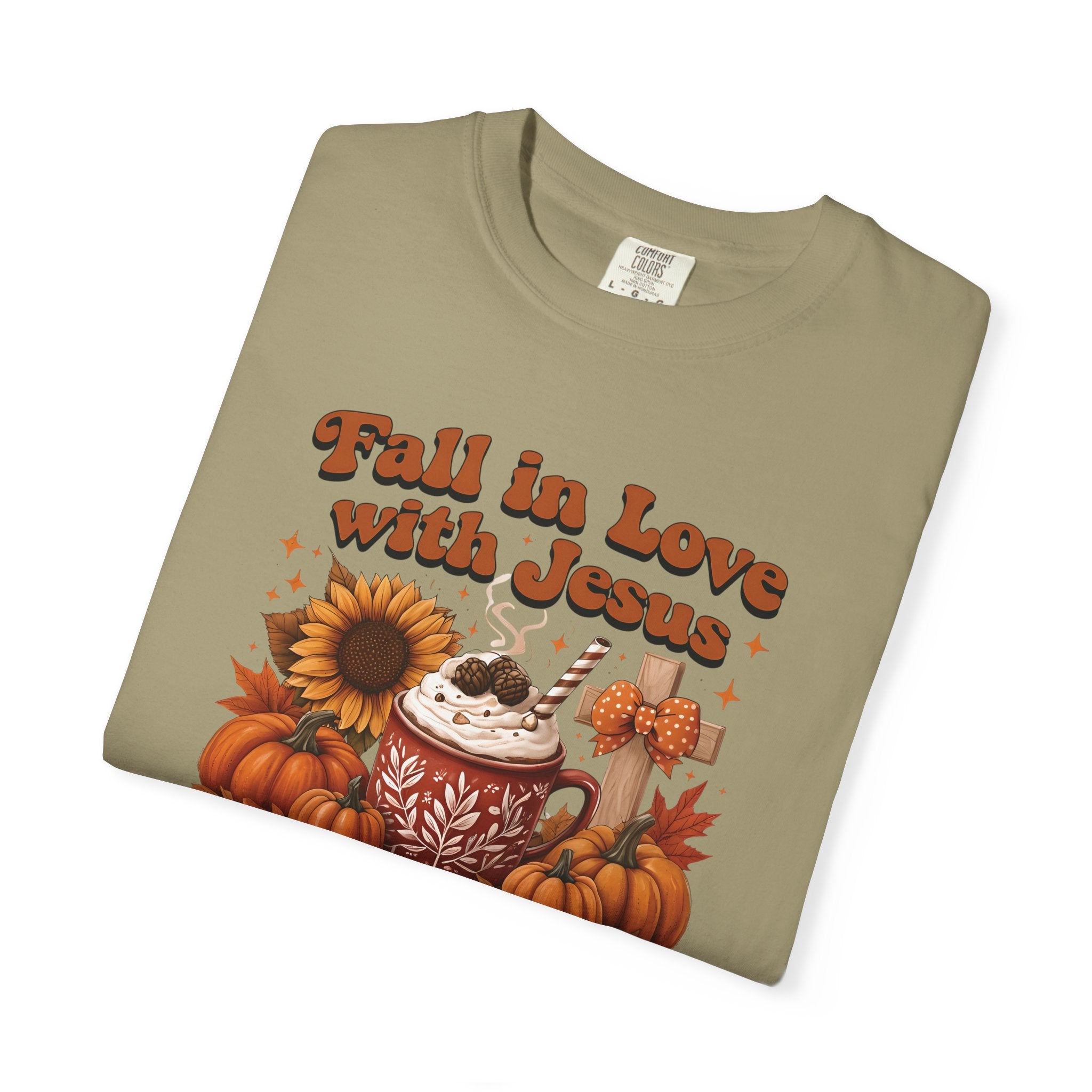 Fall in Love with Jesus Unisex Garment Dyed Comfort Colors T-Shirt | Christian Fall T-Shirt | Faith Based Thanksgiving Tee | Unisex Religious Cotton Top