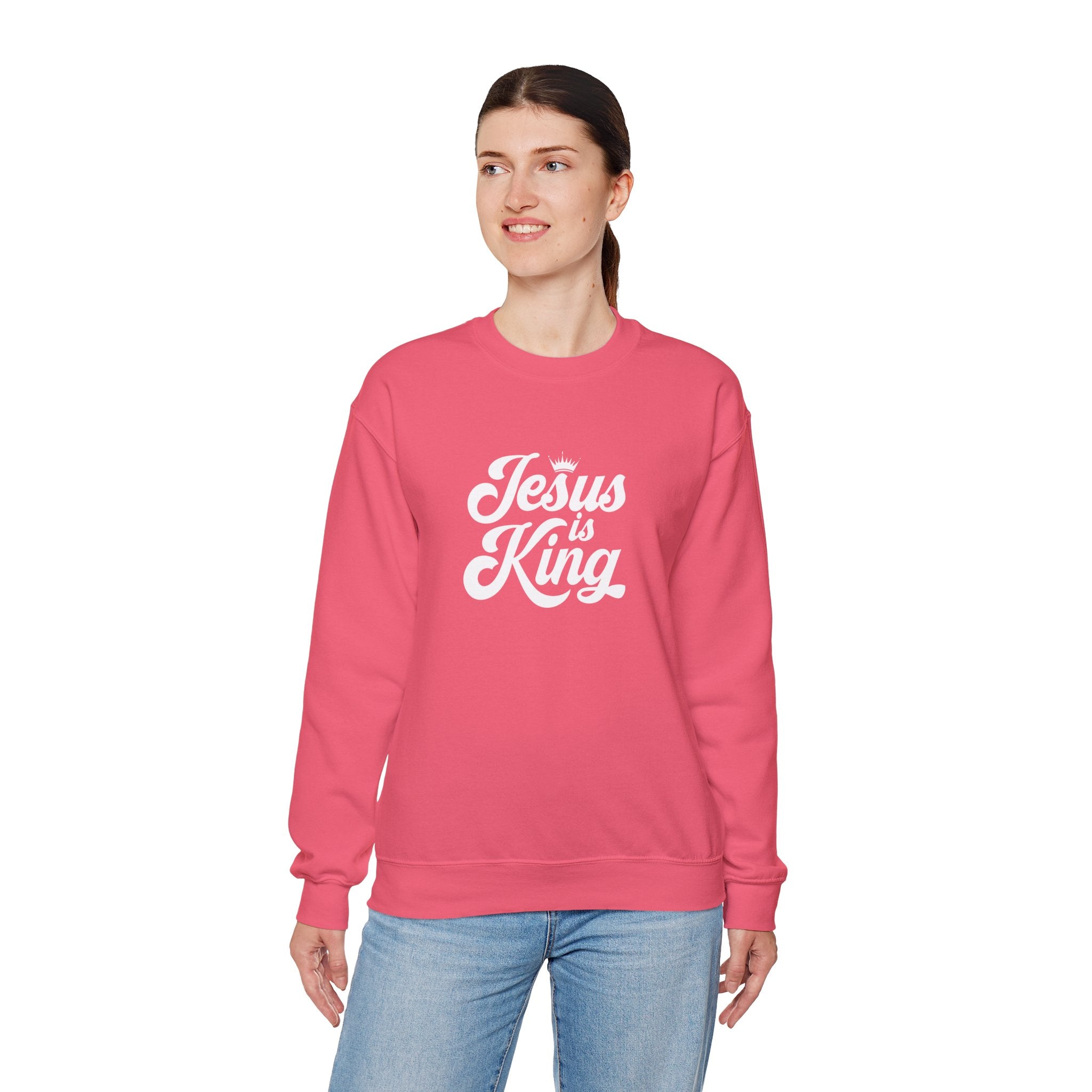 Jesus Is King Christian Gildan Unisex Crewneck Sweatshirt | Faith Apparel |  Religious Gift