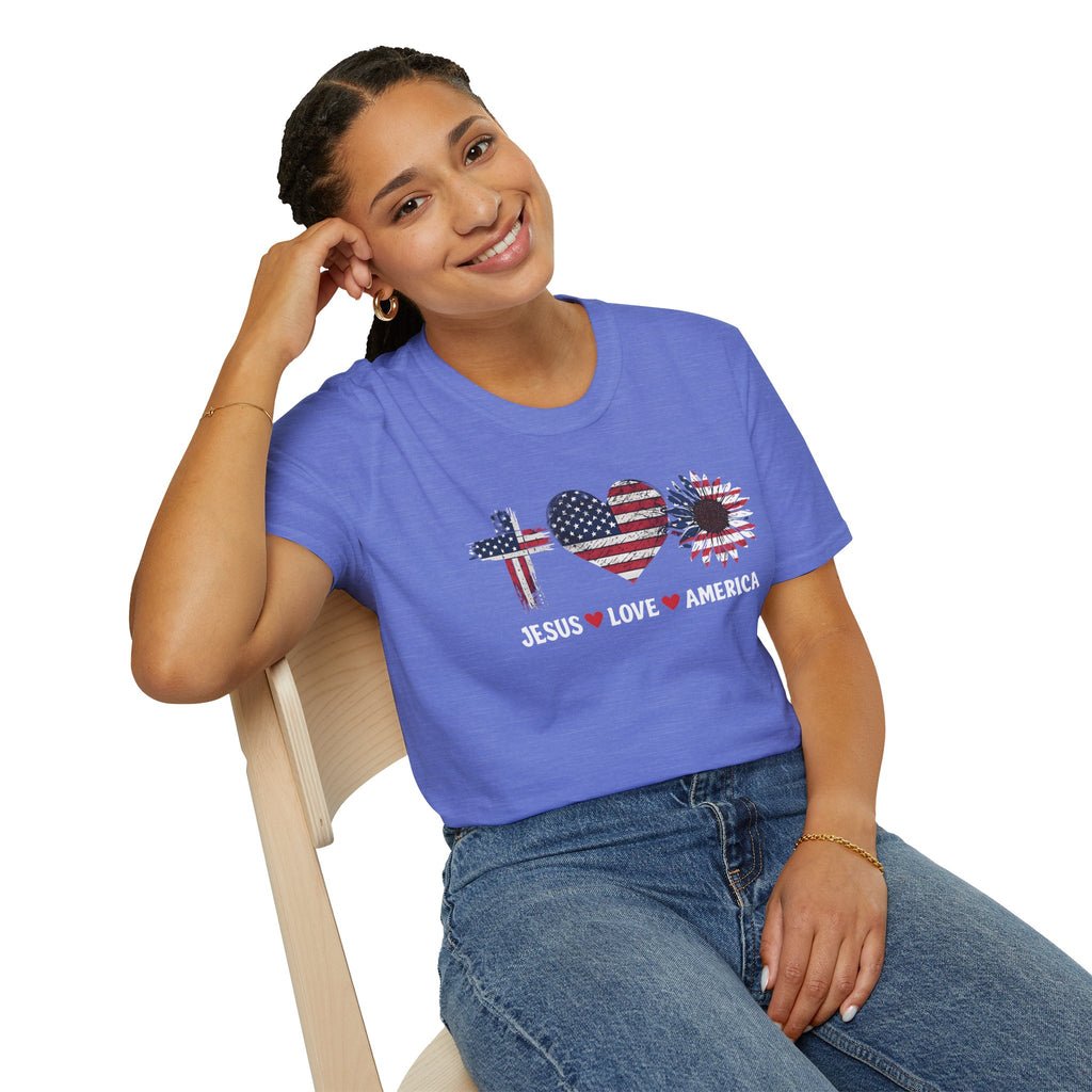 Jesus Love America Shirt | Patriotic Christian T-Shirt | Faith Based 4th of July Outfit