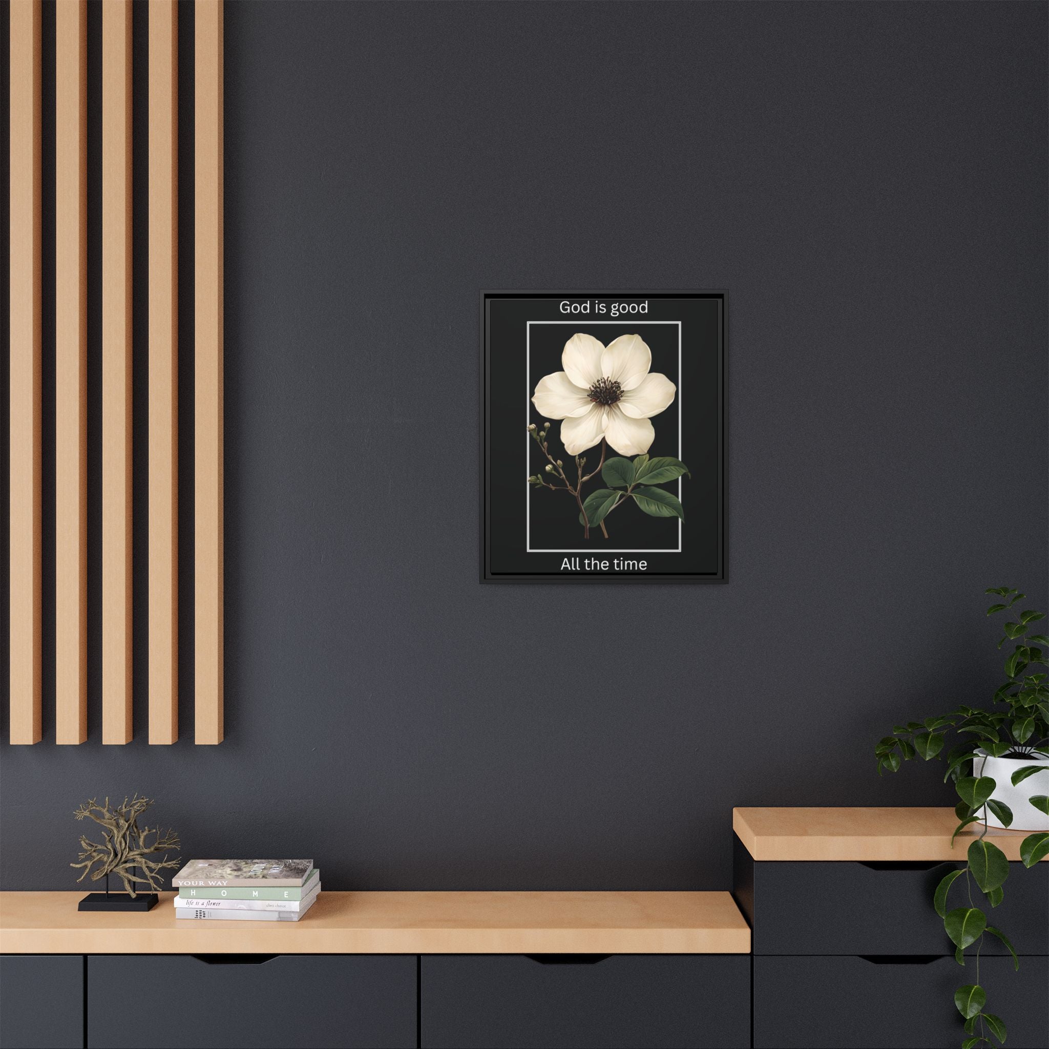 God is Good All The Time Christian Framed Matte Canvas Wall Art | Faith Inspirational Home Decor