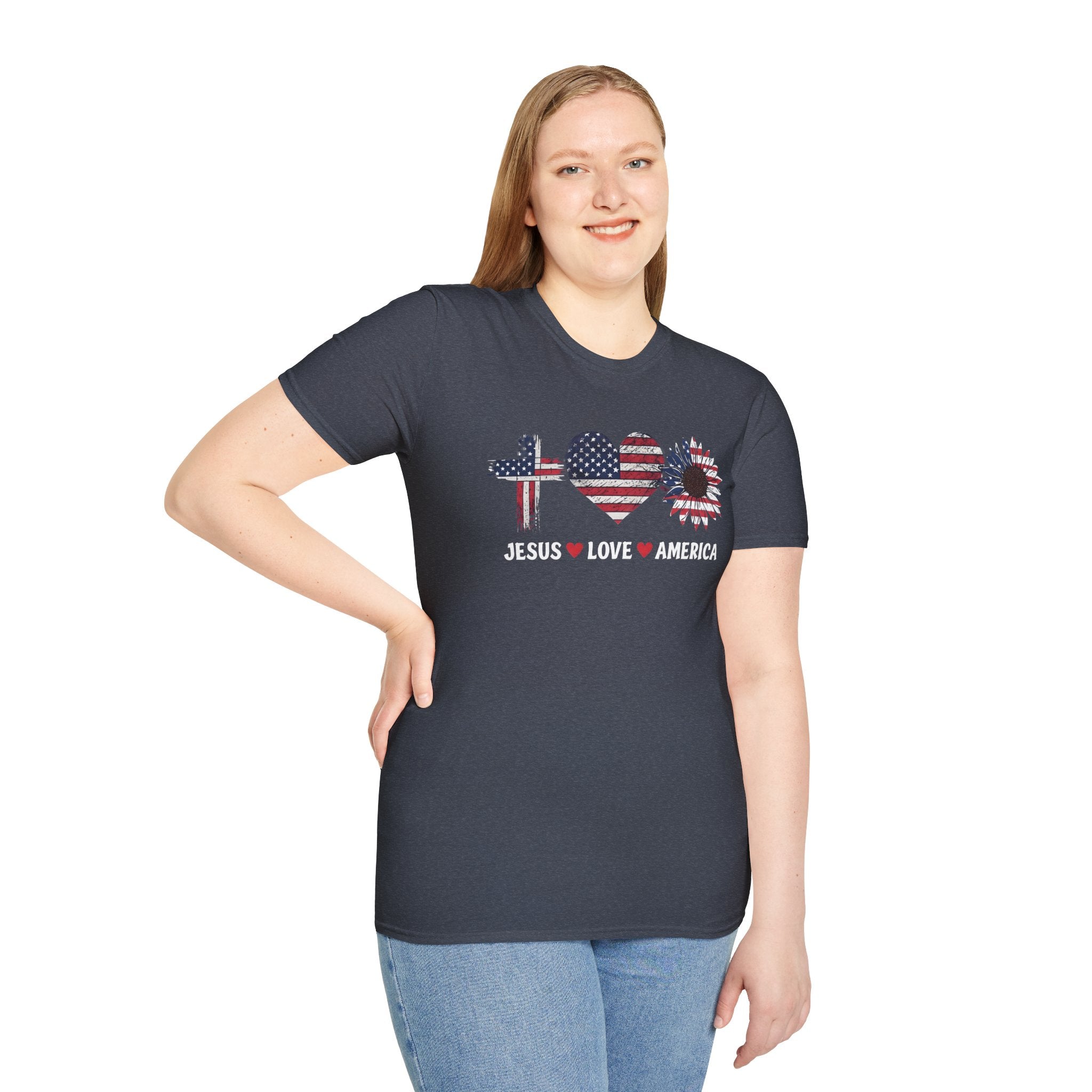 Jesus Love America Shirt | Patriotic Christian T-Shirt | Faith Based 4th of July Outfit