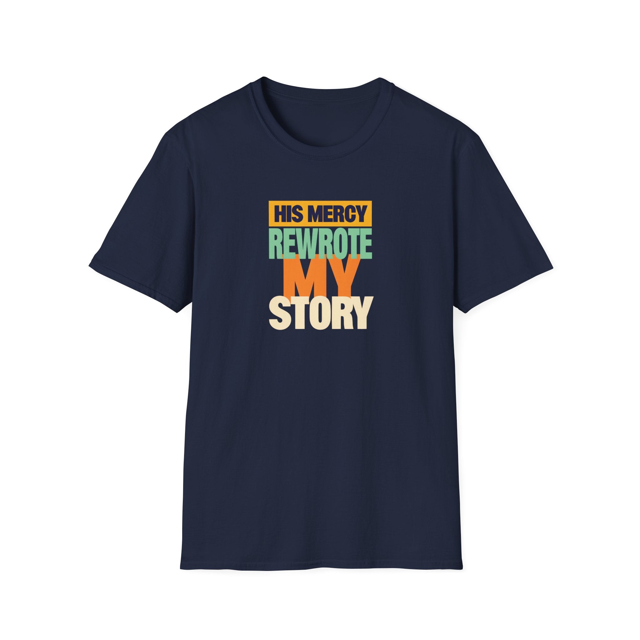 His Mercy Rewrote My Story Christian Gildan T-Shirt Unisex Softstyle Religious Tee Gift