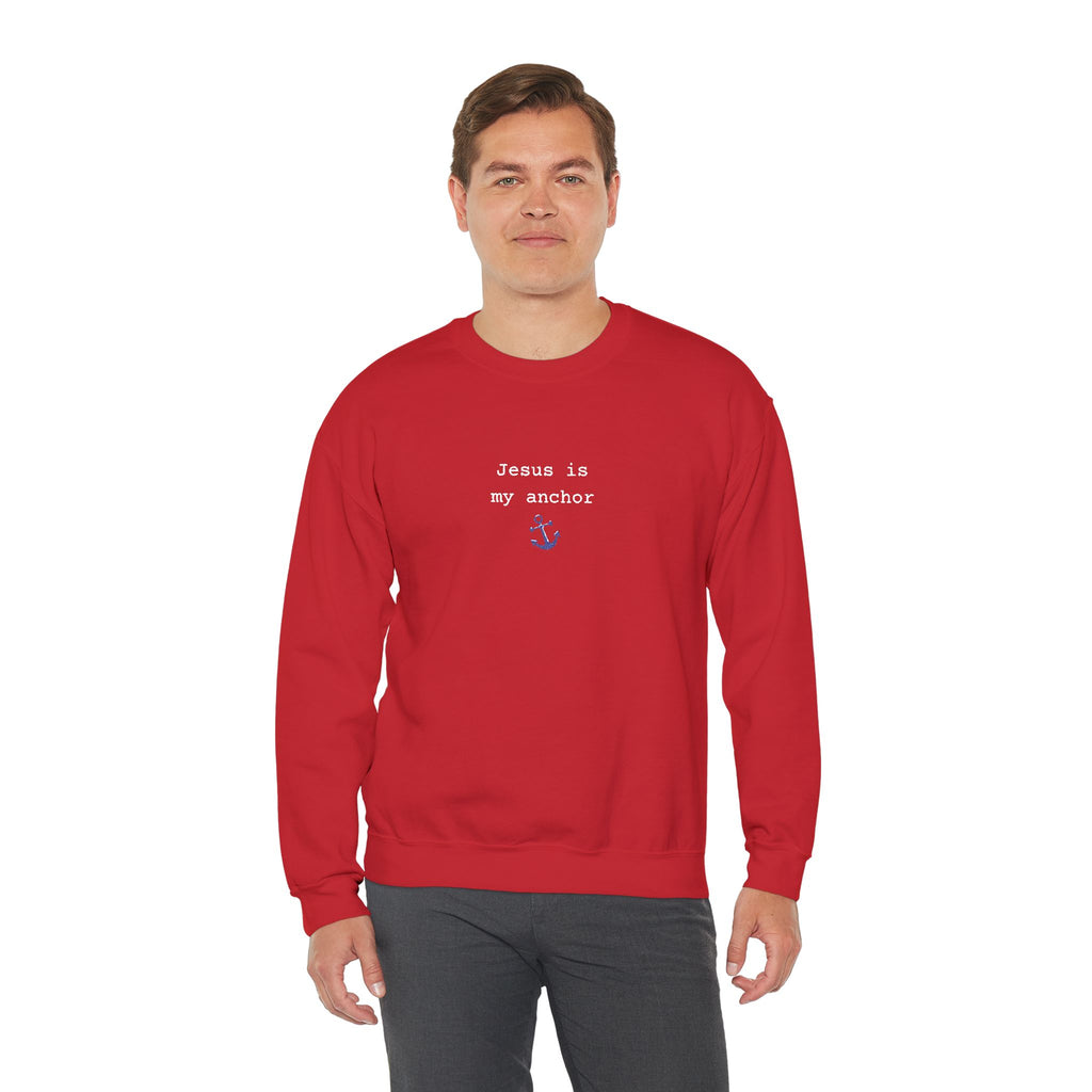 Jesus Is My Anchor Embroidered Gildan Christian Crewneck Unisex Sweatshirt | Religious Gift