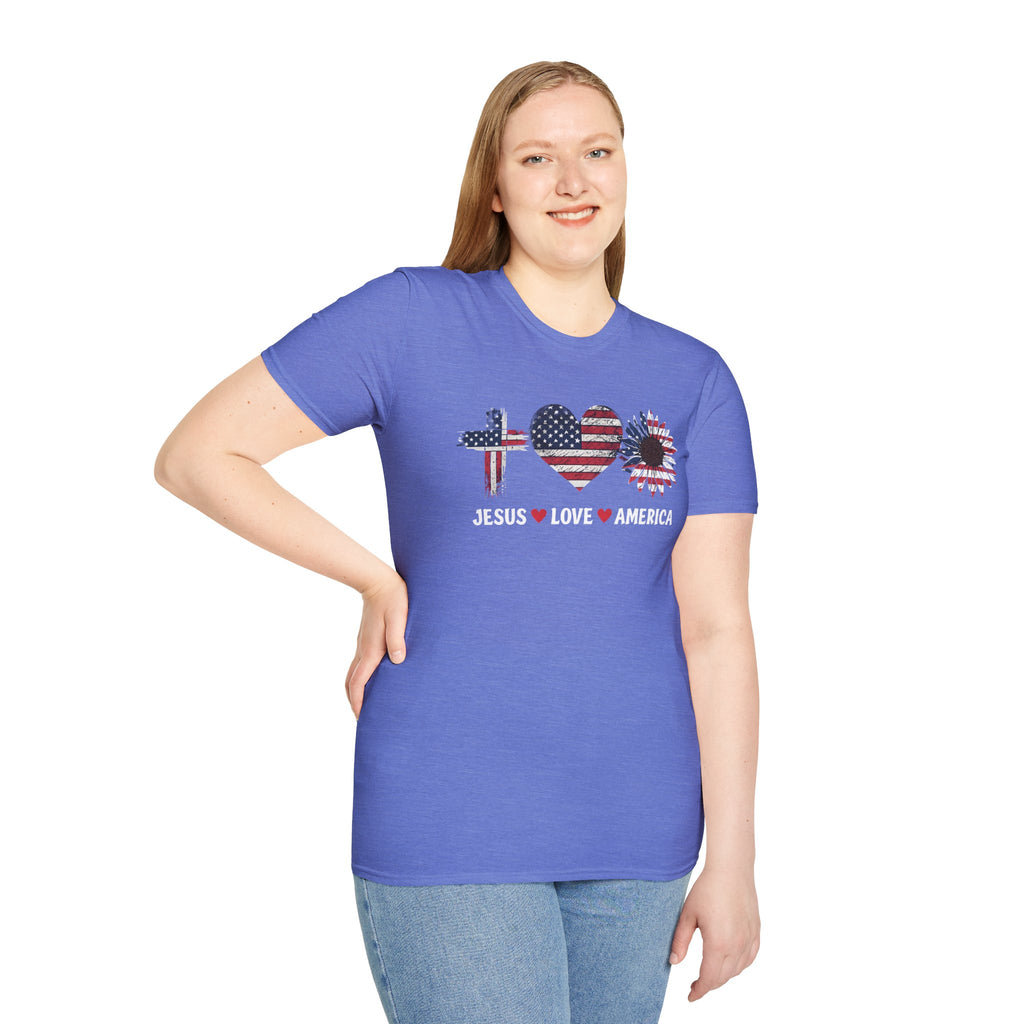 Jesus Love America Shirt | Patriotic Christian T-Shirt | Faith Based 4th of July Outfit