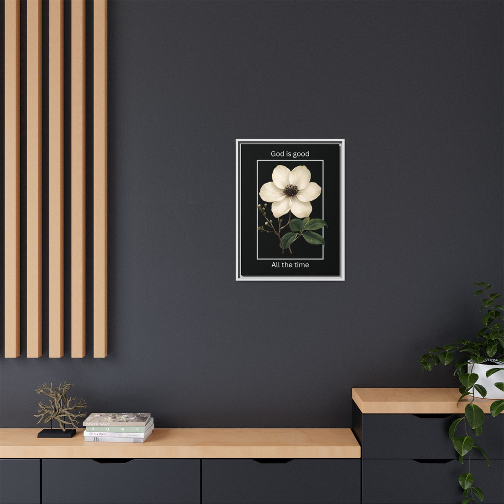 God is Good All The Time Christian Framed Matte Canvas Wall Art | Faith Inspirational Home Decor
