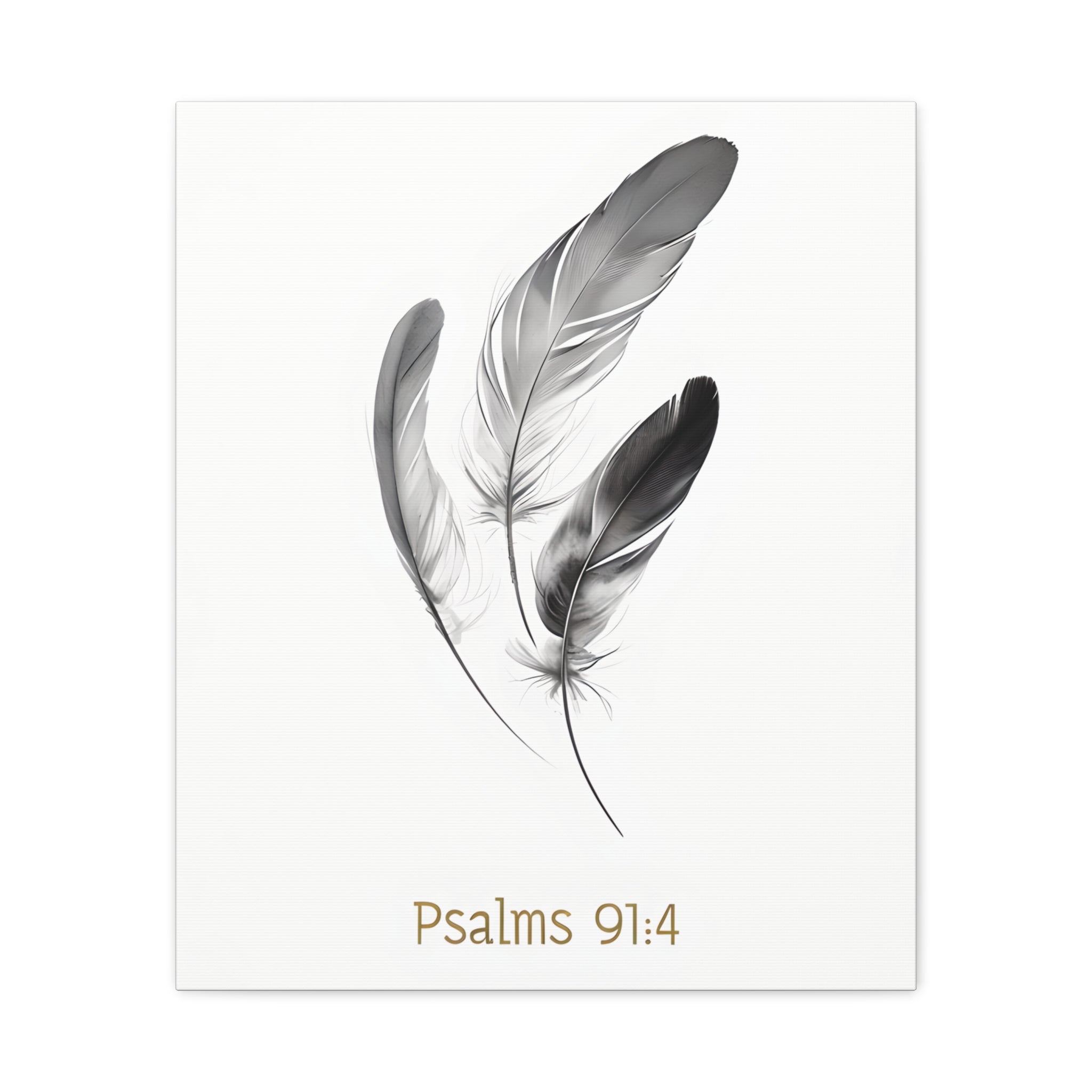 Psalm 91:4 Feather Canvas Wall Art – Christian Scripture Home Decor – Bible Verse Matte Canvas Print