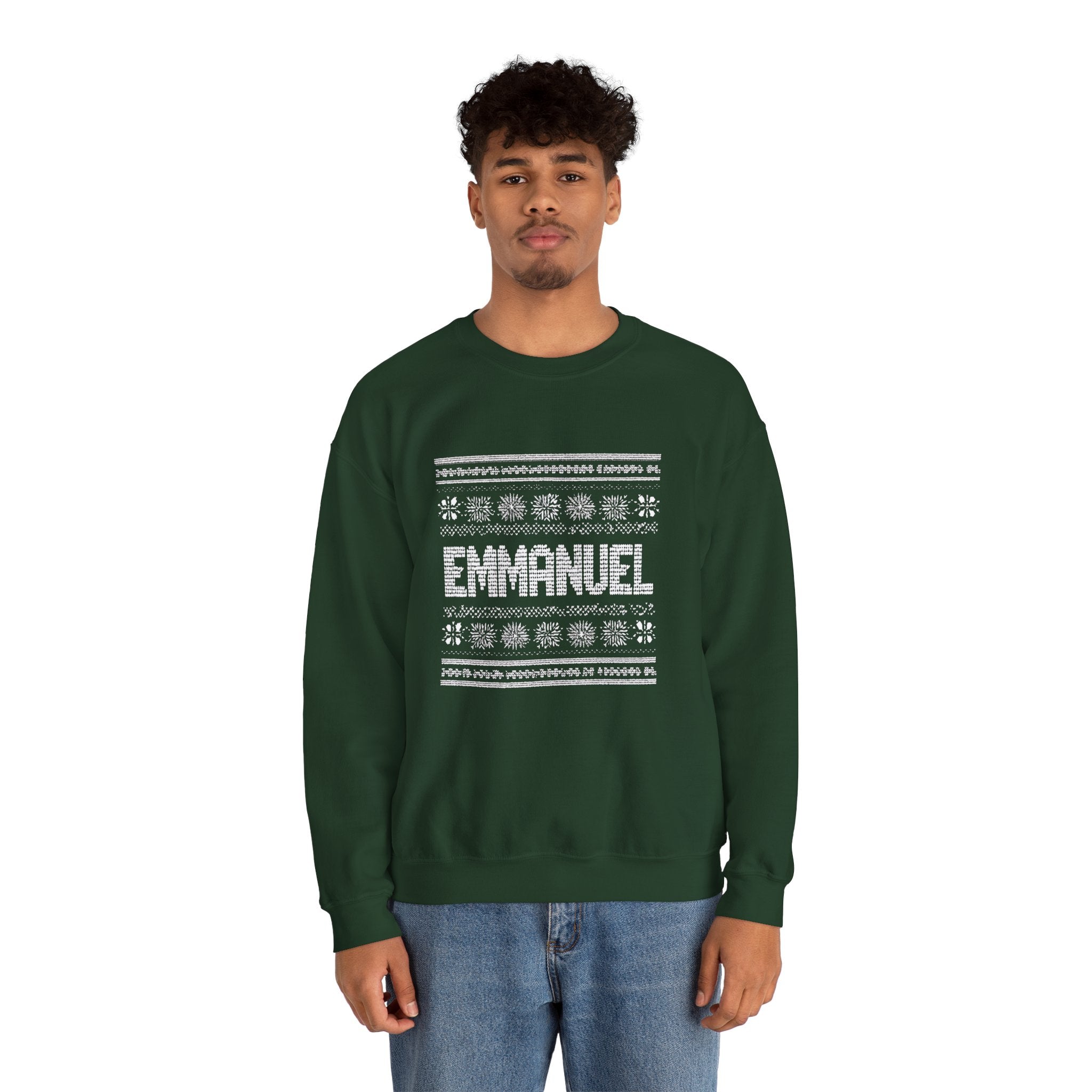 Emmanuel Gildan Unisex Christmas Crewneck Sweatshirt |Christian Holiday Gift