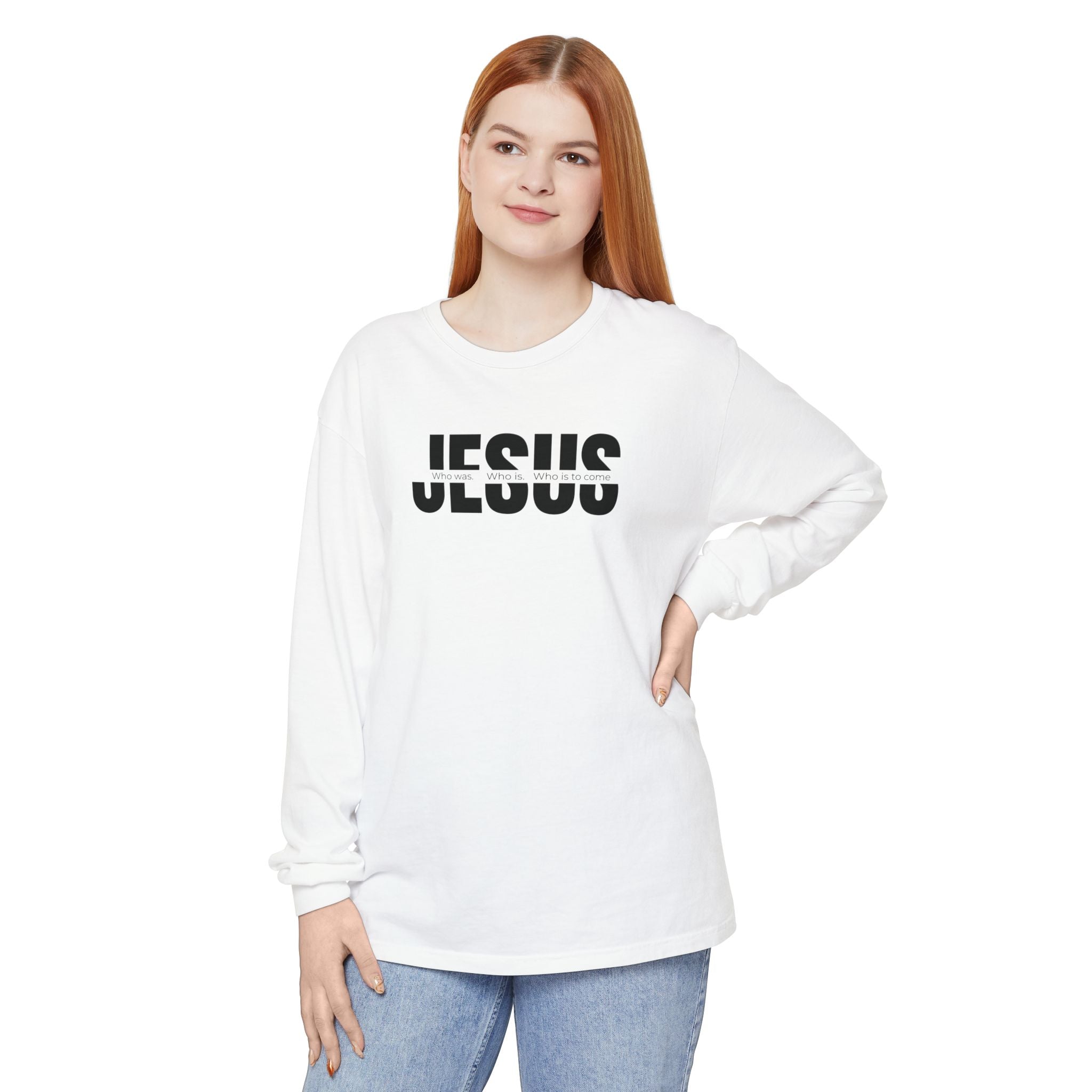 Jesus Comfort Colors Christian Long Sleeve Shirt | Faith Graphic Tee | Garment Dyed Cotton