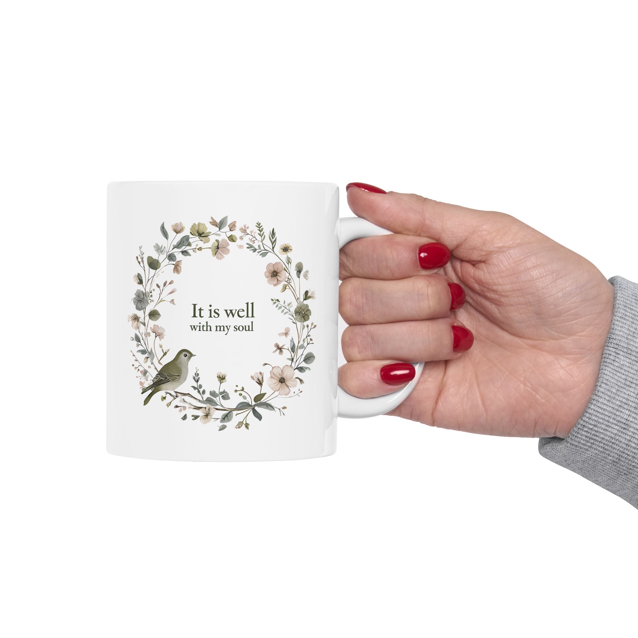 It Is Well With My Soul Christian Coffee Mug | Floral | Christian Gift for her