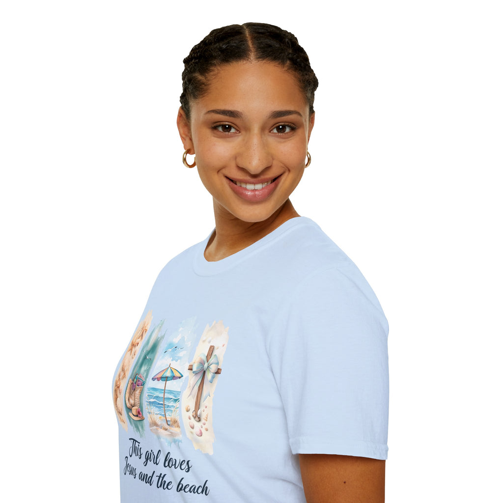 This Girl Loves Jesus and the Beach Shirt – Christian T-Shirts for Women | Faith Based Apparel | Beach Lover T-Shirt, Faith T-Shirt, Jesus Shirt, Summer Apparel, Christian Gifts, Casual...