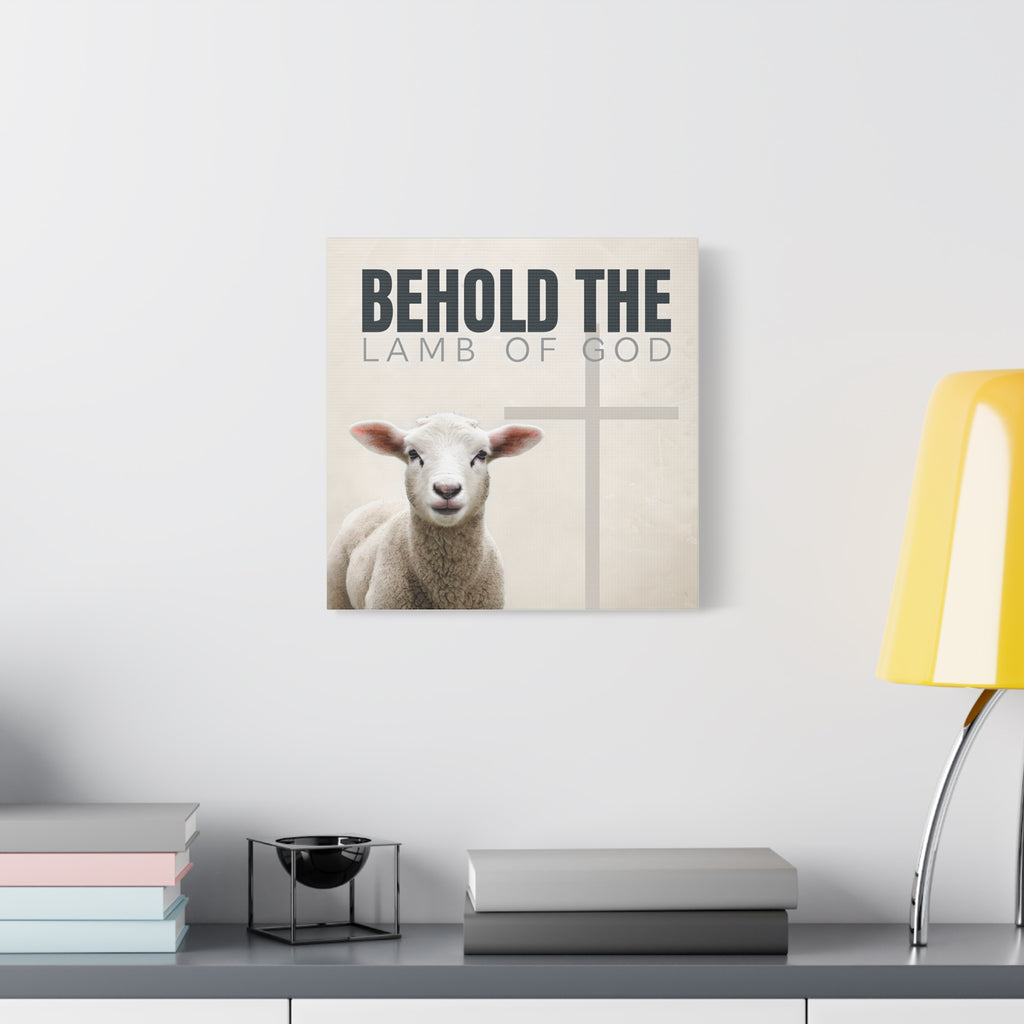 Behold the Lamb of God Canvas – Christian Wall Art with Lamb & Cross Design (Multiple Sizes)
